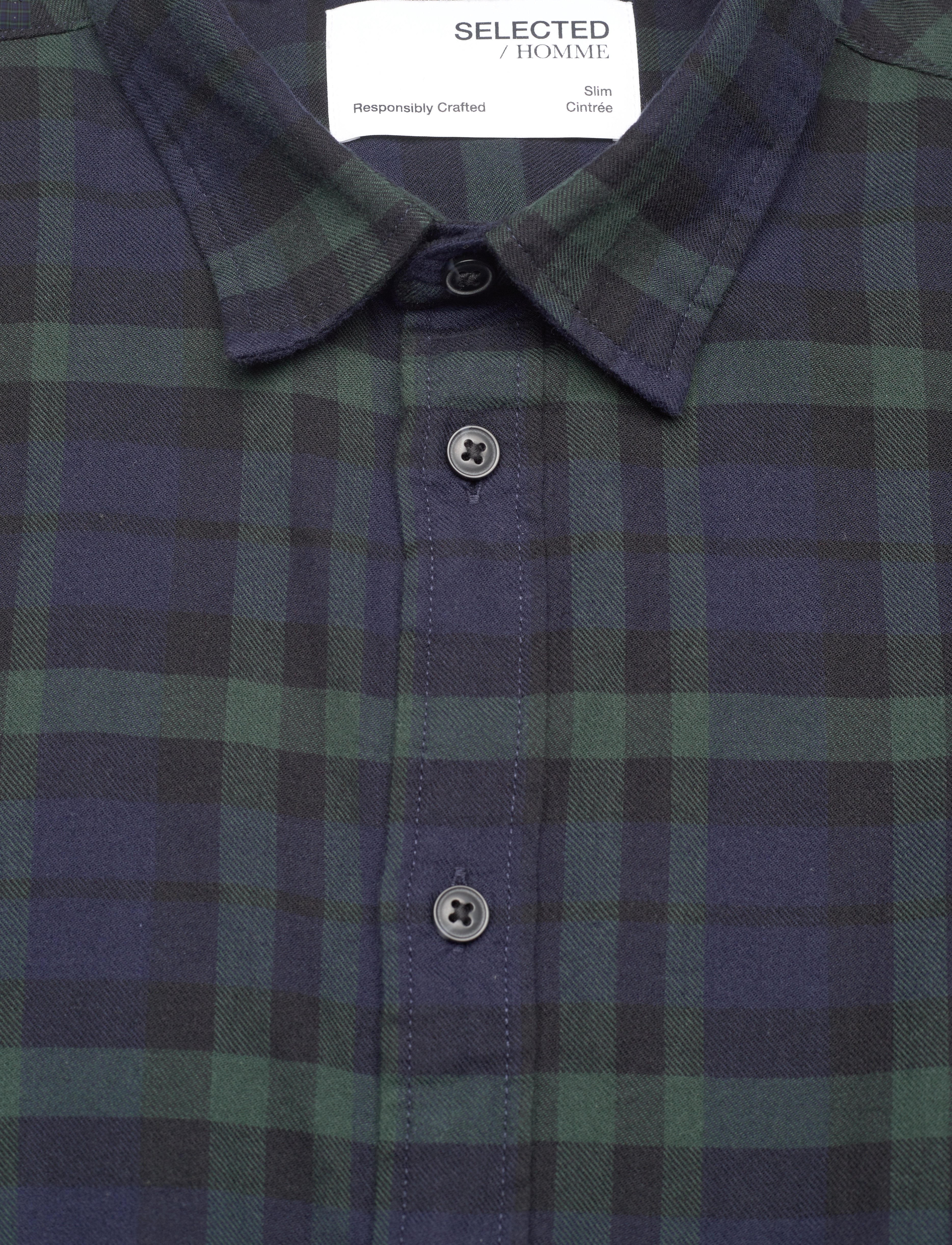 Selected - SLHSLIMOWEN-BRUSHED SHIRT LS NOOS - vabaajasärgid - dark navy - 2