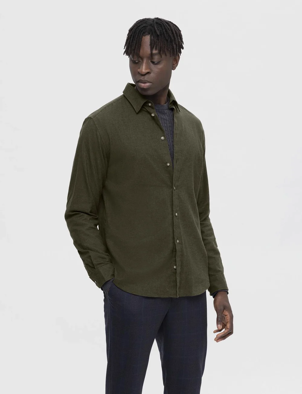 Selected - SLHSLIMOWEN-FLANNEL SHIRT LS NOOS - ternede skjorter - forest night - 0