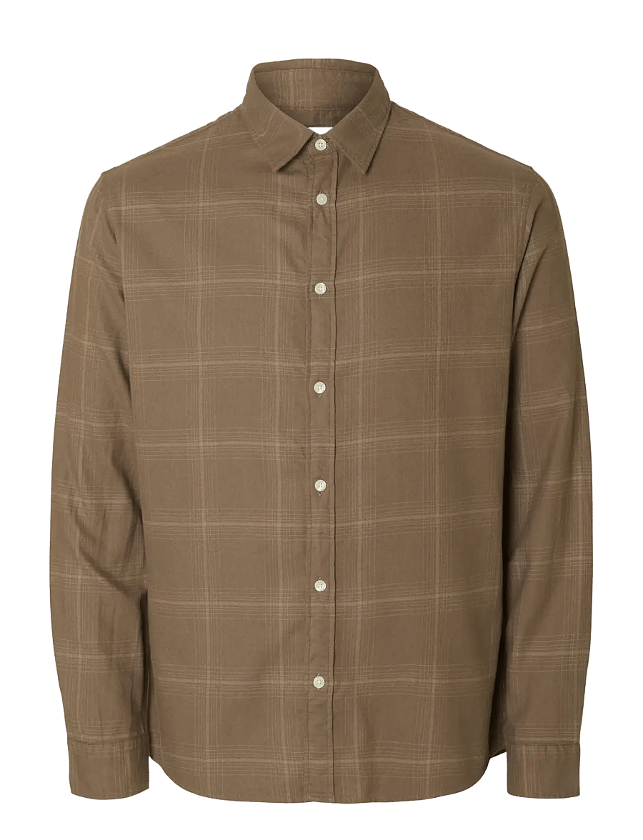 Selected - SLHSLIMOWEN-BRUSHED SHIRT LS NOOS - oxford skjorter - morel - 1