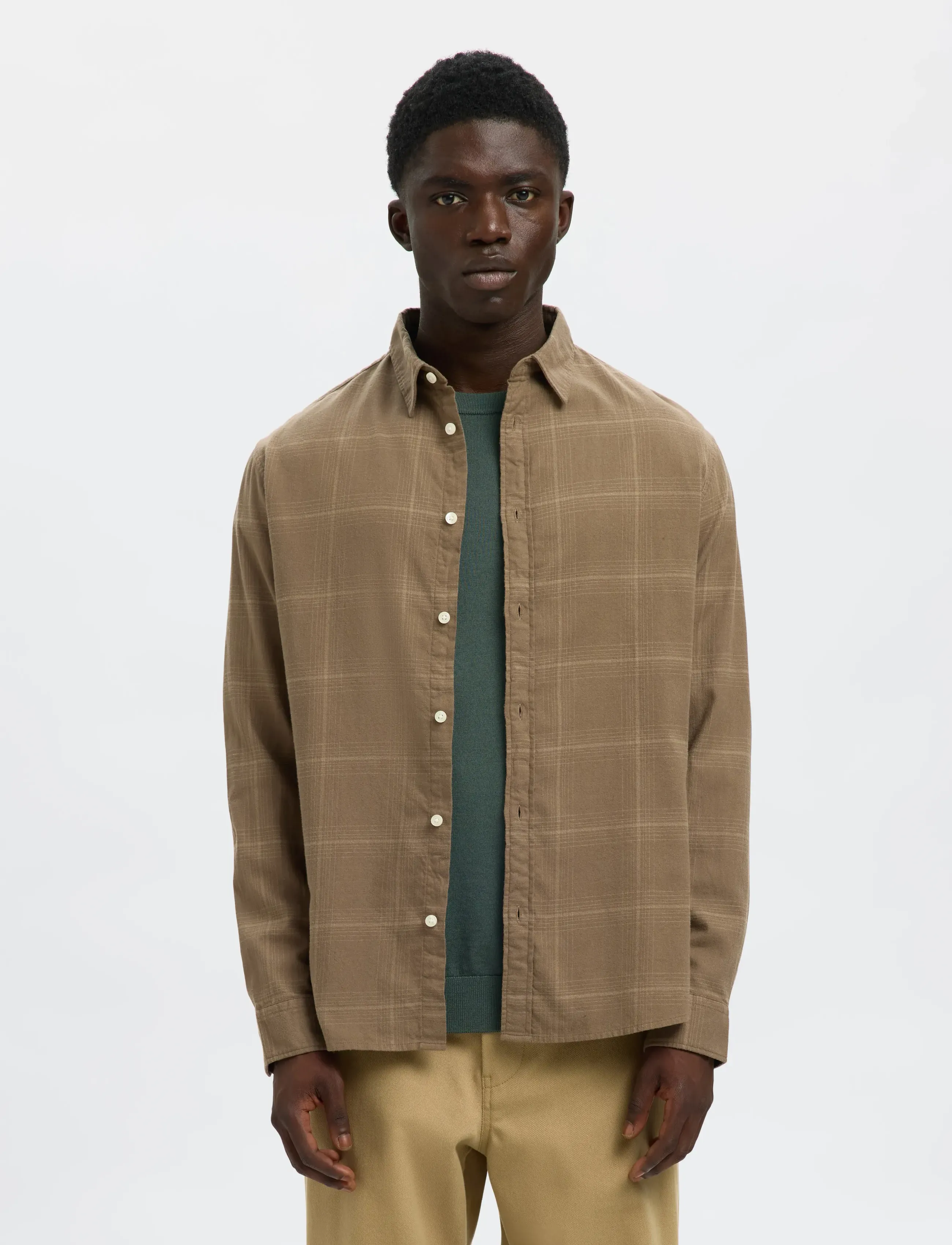 Selected Slhslimowen-Brushed Shirt Ls Noos, XL, Shirts, Braun - Casual, Männerswear