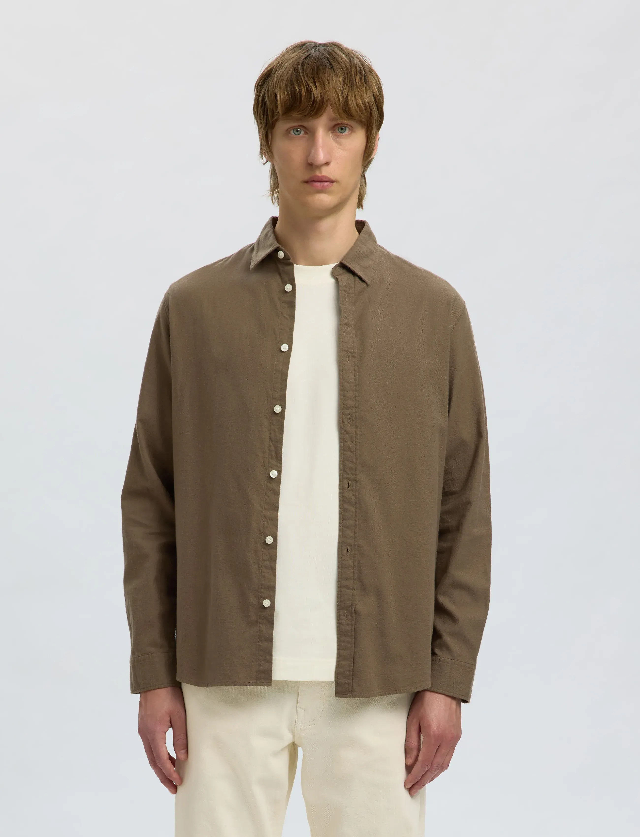 Selected SLHSLIMOWEN-BRUSHED SHIRT LS NOOS - Casual skjorter - MOREL / brown