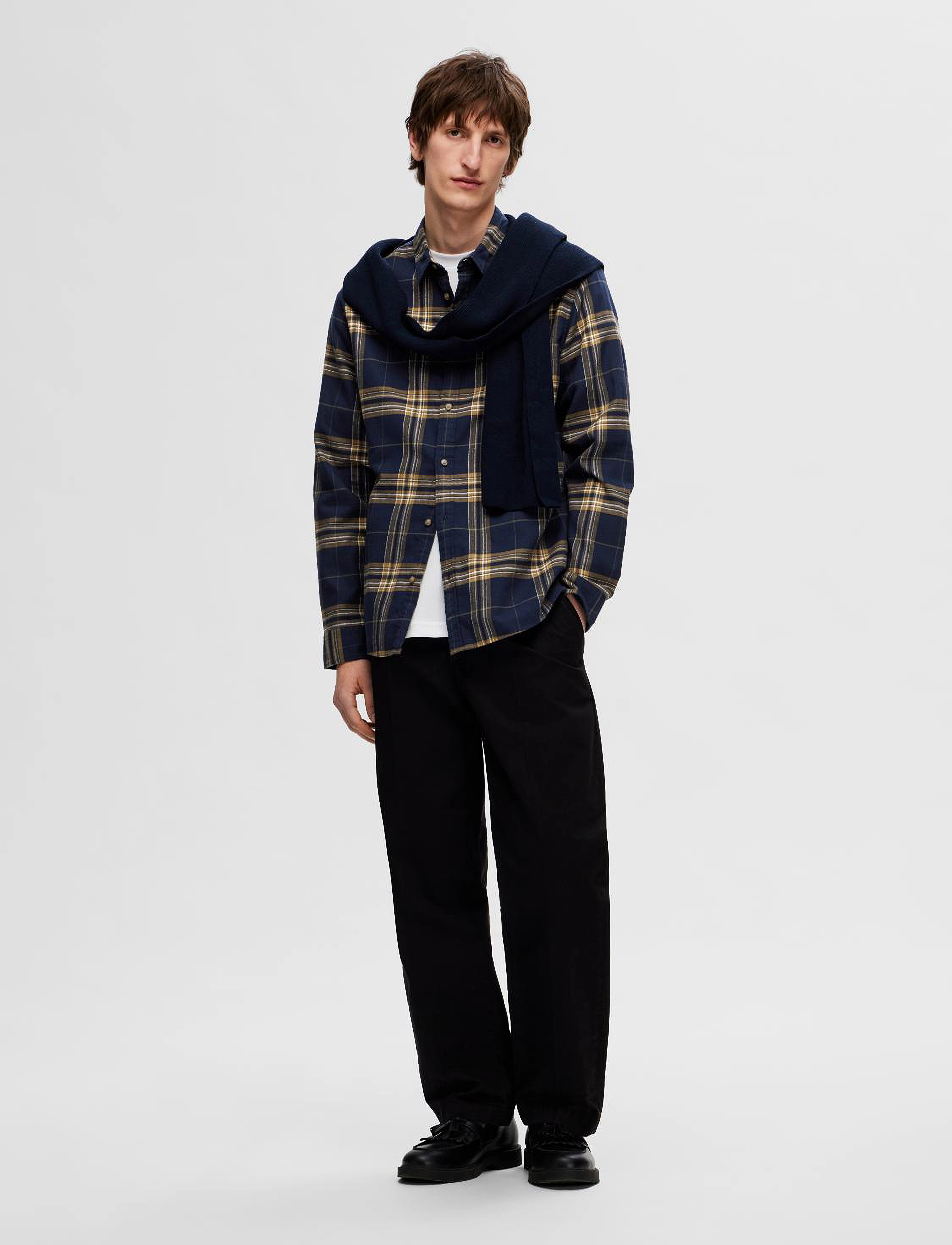 Selected - SLHSLIMOWEN-BRUSHED SHIRT LS NOOS - laveste priser - sky captain - 3