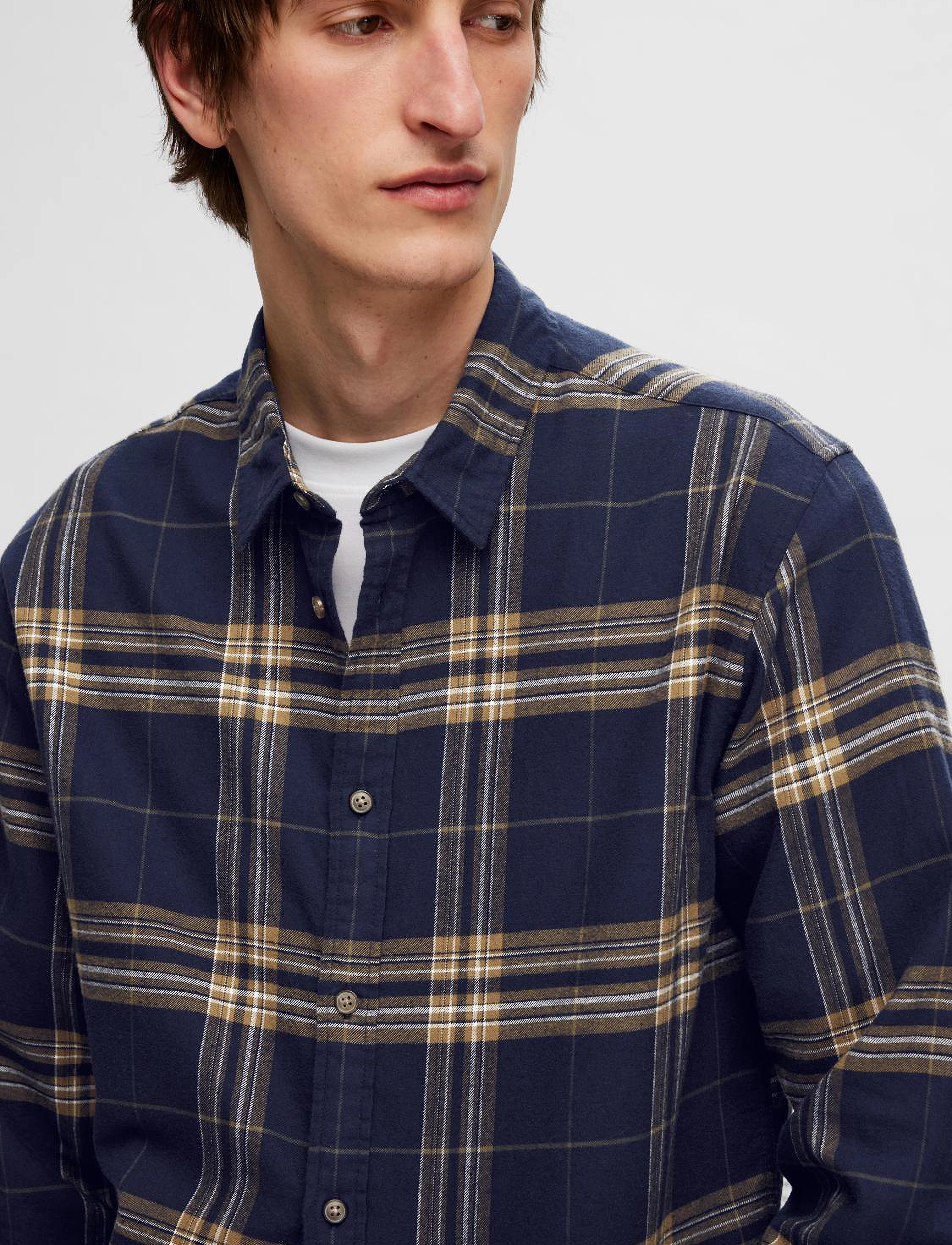 Selected - SLHSLIMOWEN-BRUSHED SHIRT LS NOOS - laveste priser - sky captain - 5