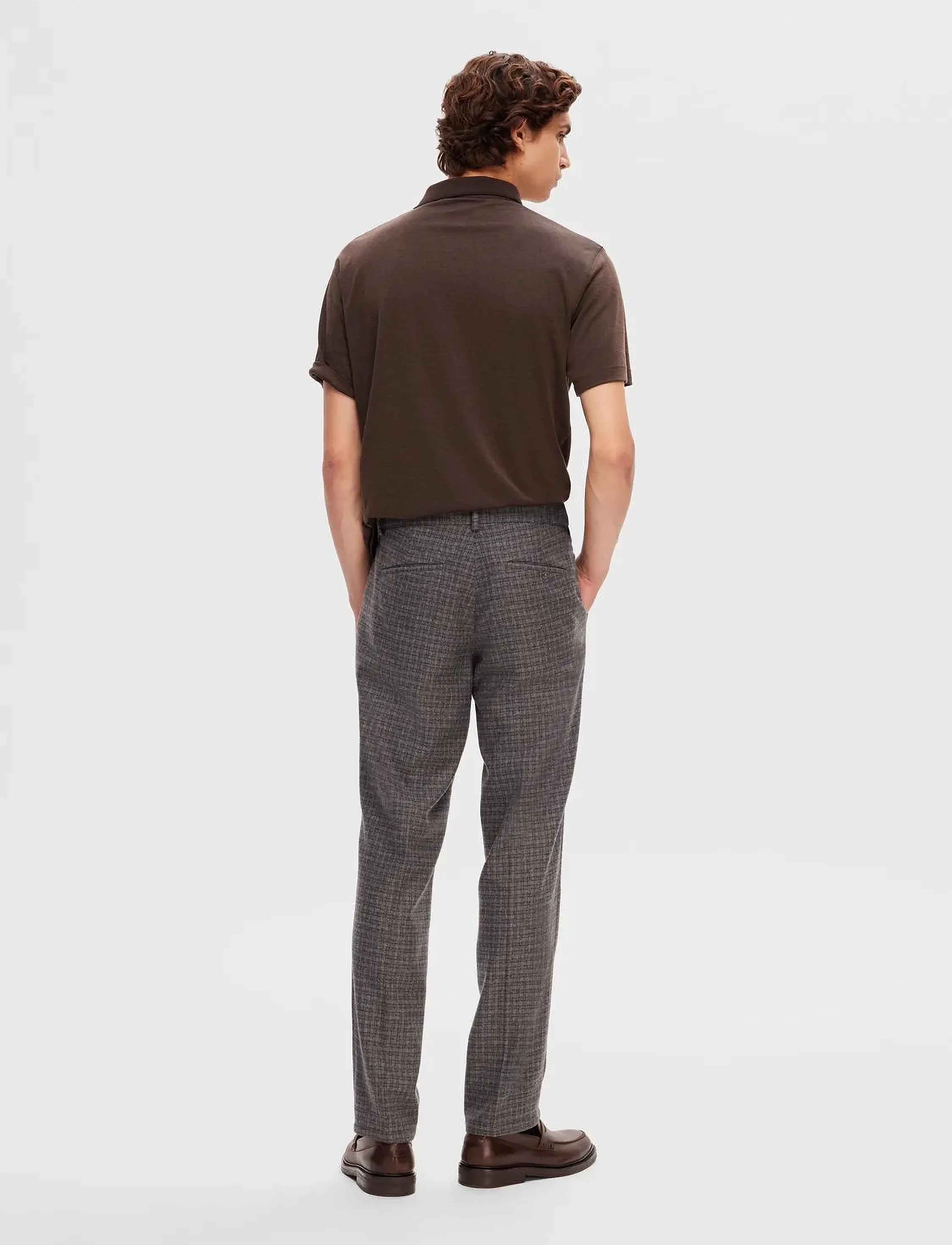 Selected - SLHSTRAIGHT-WILLIAM WOOL DSN 196 PANTS W - jakkesætsbukser - brindle - 3