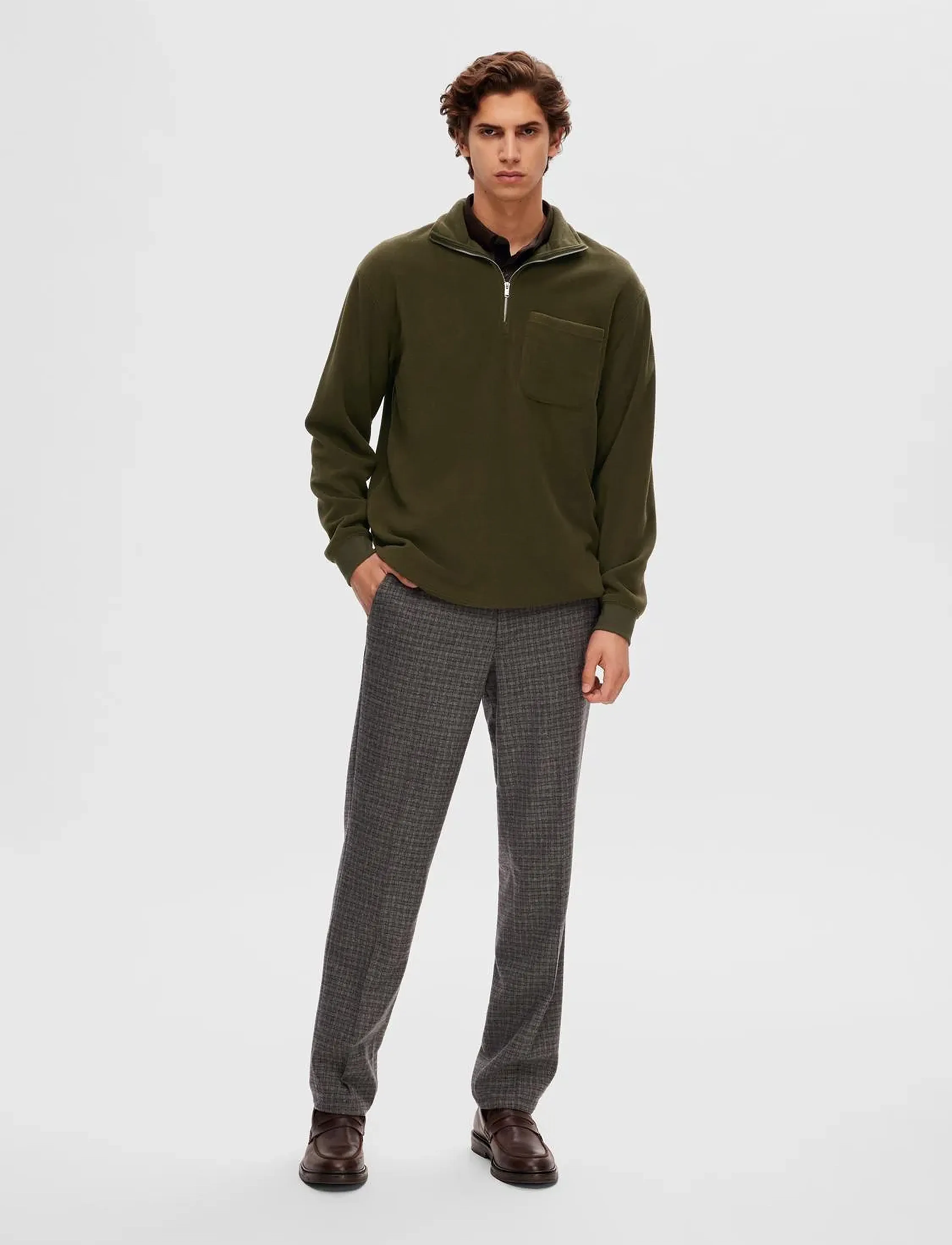 Selected - SLHSTRAIGHT-WILLIAM WOOL DSN 196 PANTS W - jakkesætsbukser - brindle - 4