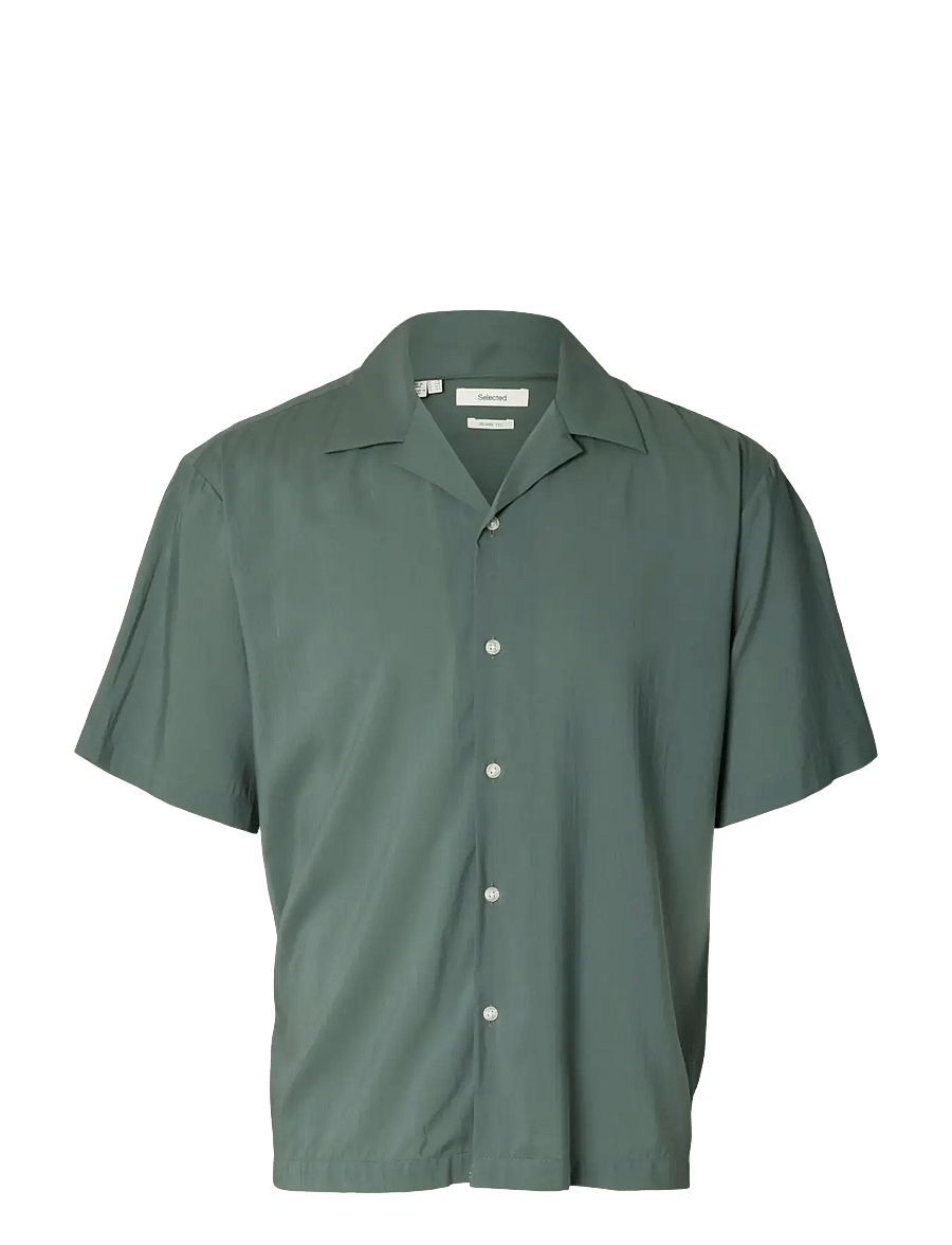 Selected - SLHRLXAIR MIX SS SHIRT - short-sleeved shirts - balsam green - 1