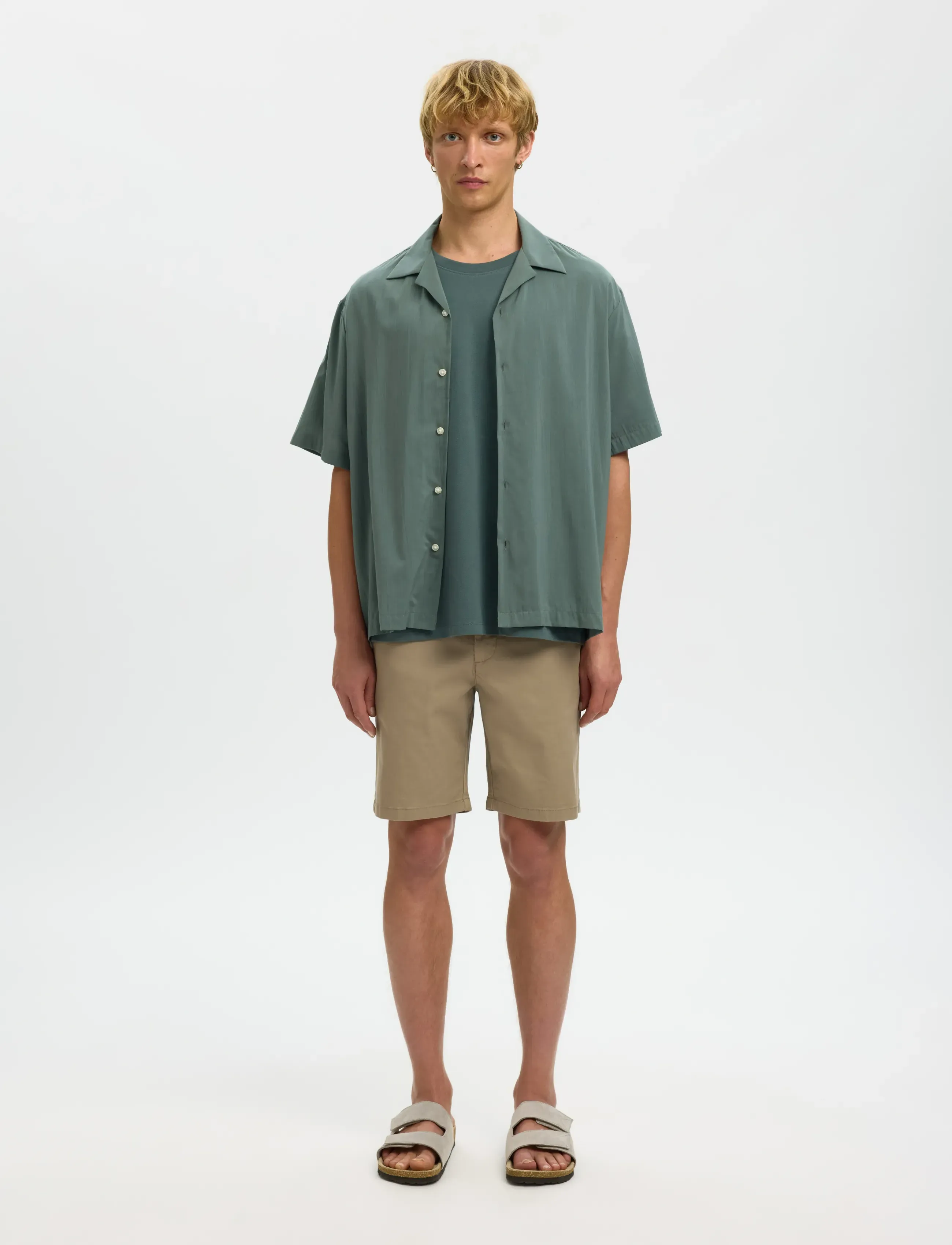 Selected - SLHRLXAIR MIX SS SHIRT - chemises à manches courtes - balsam green - 3