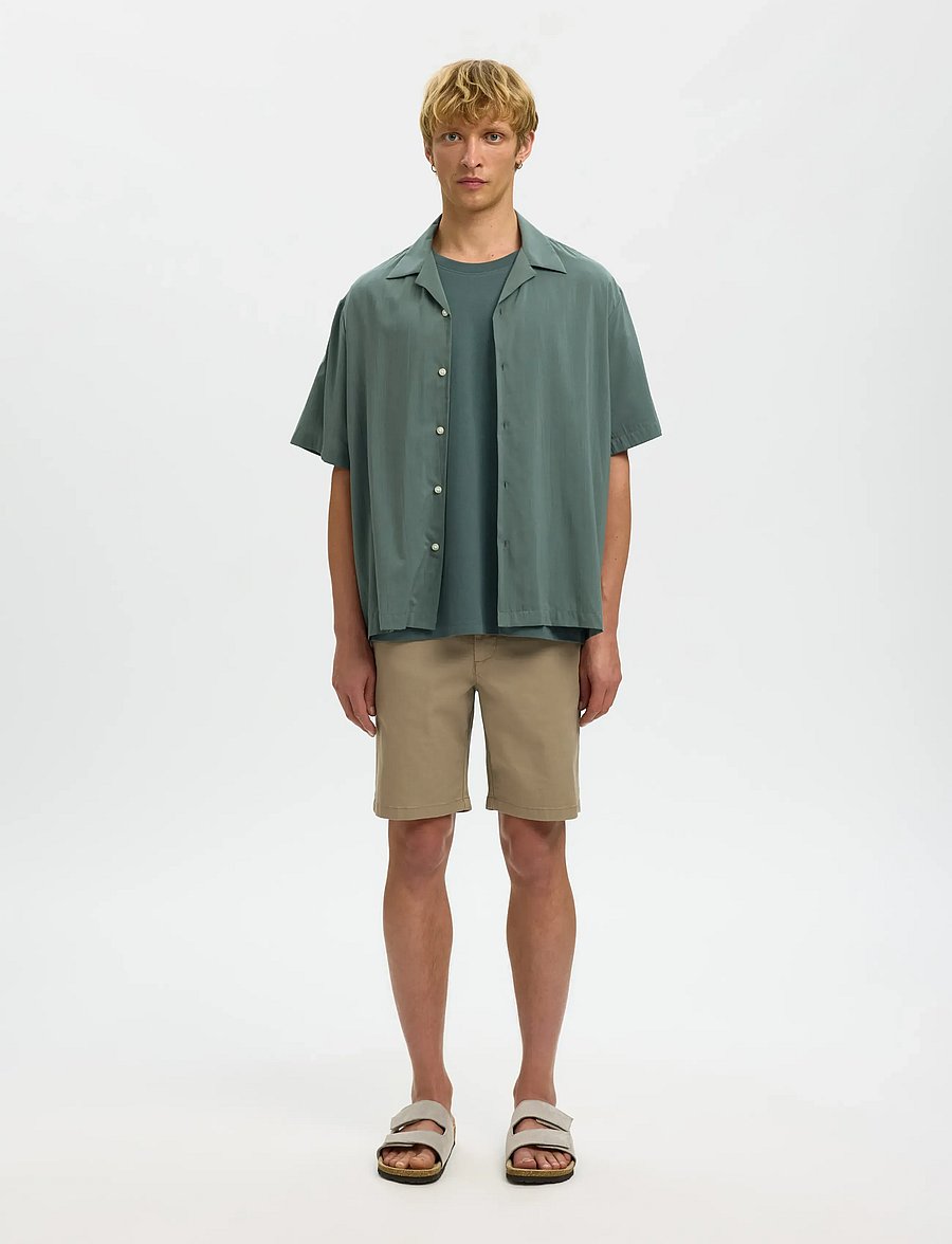 Selected - SLHRLXAIR MIX SS SHIRT - short-sleeved shirts - balsam green - 3
