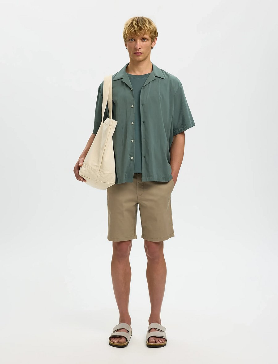 Selected - SLHRLXAIR MIX SS SHIRT - short-sleeved shirts - balsam green - 5
