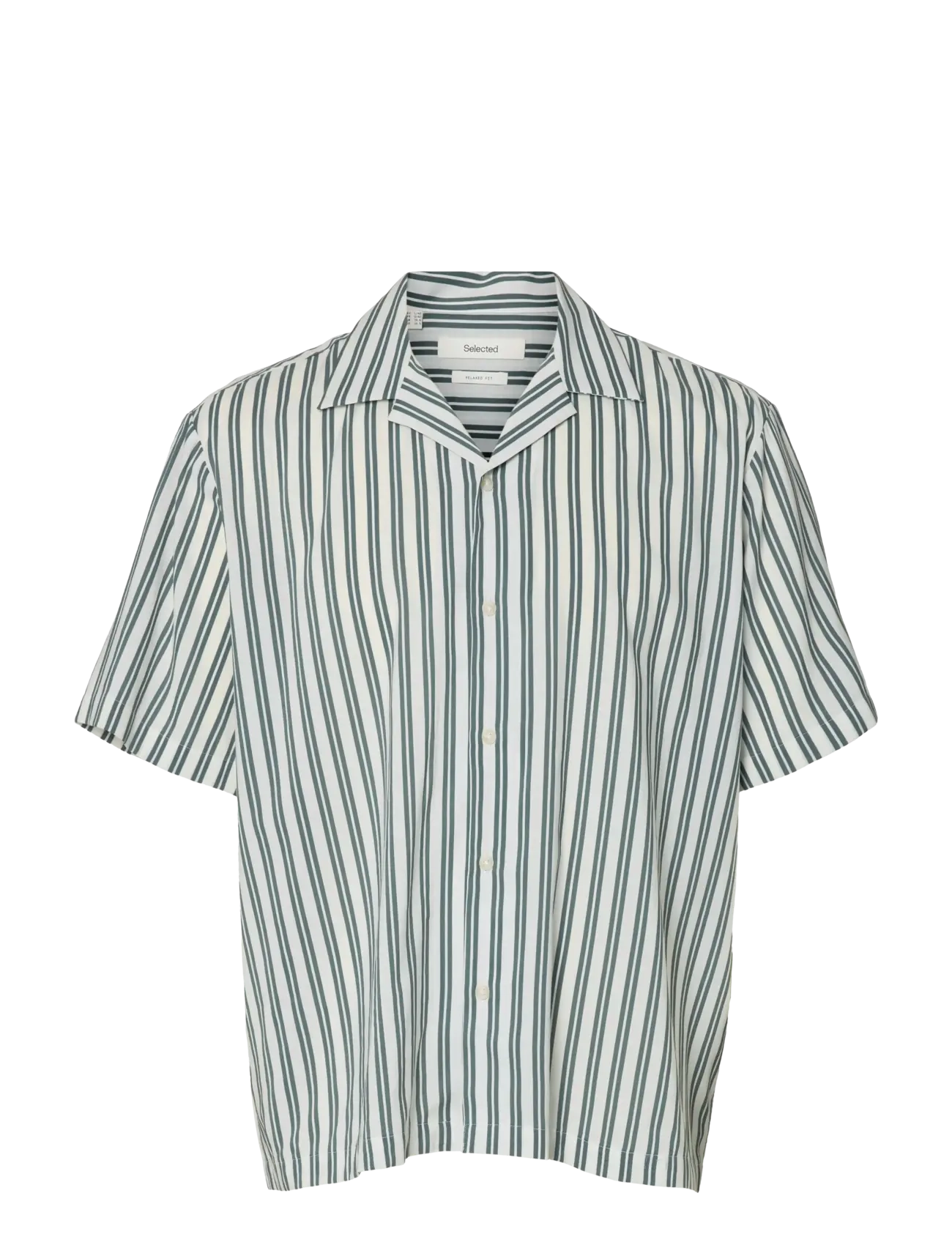 Selected SLHRLXAIR MIX SS SHIRT - Selected - BALSAM GREEN / cream