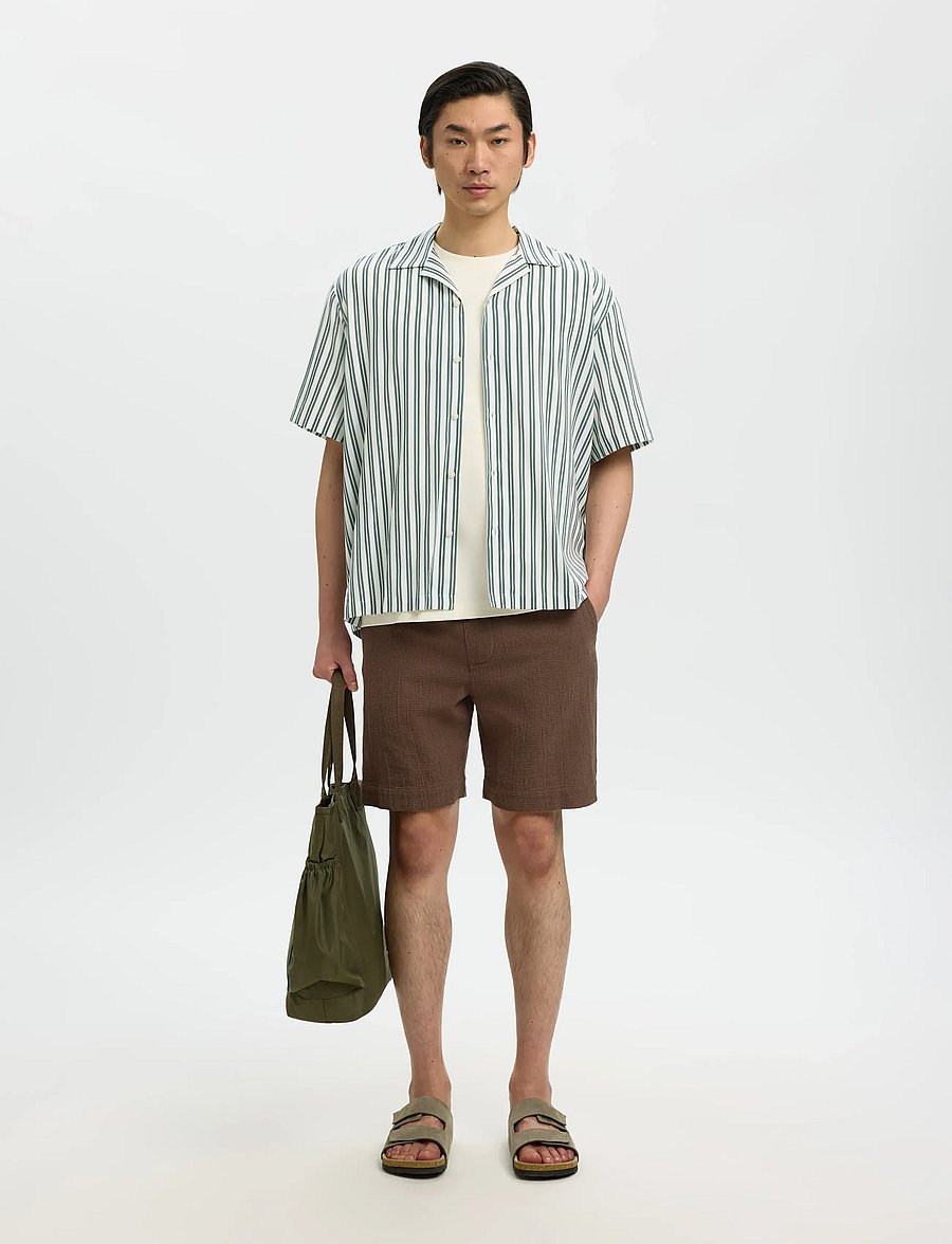 Selected - SLHRLXAIR MIX SS SHIRT - kortærmede skjorter - balsam green - 3