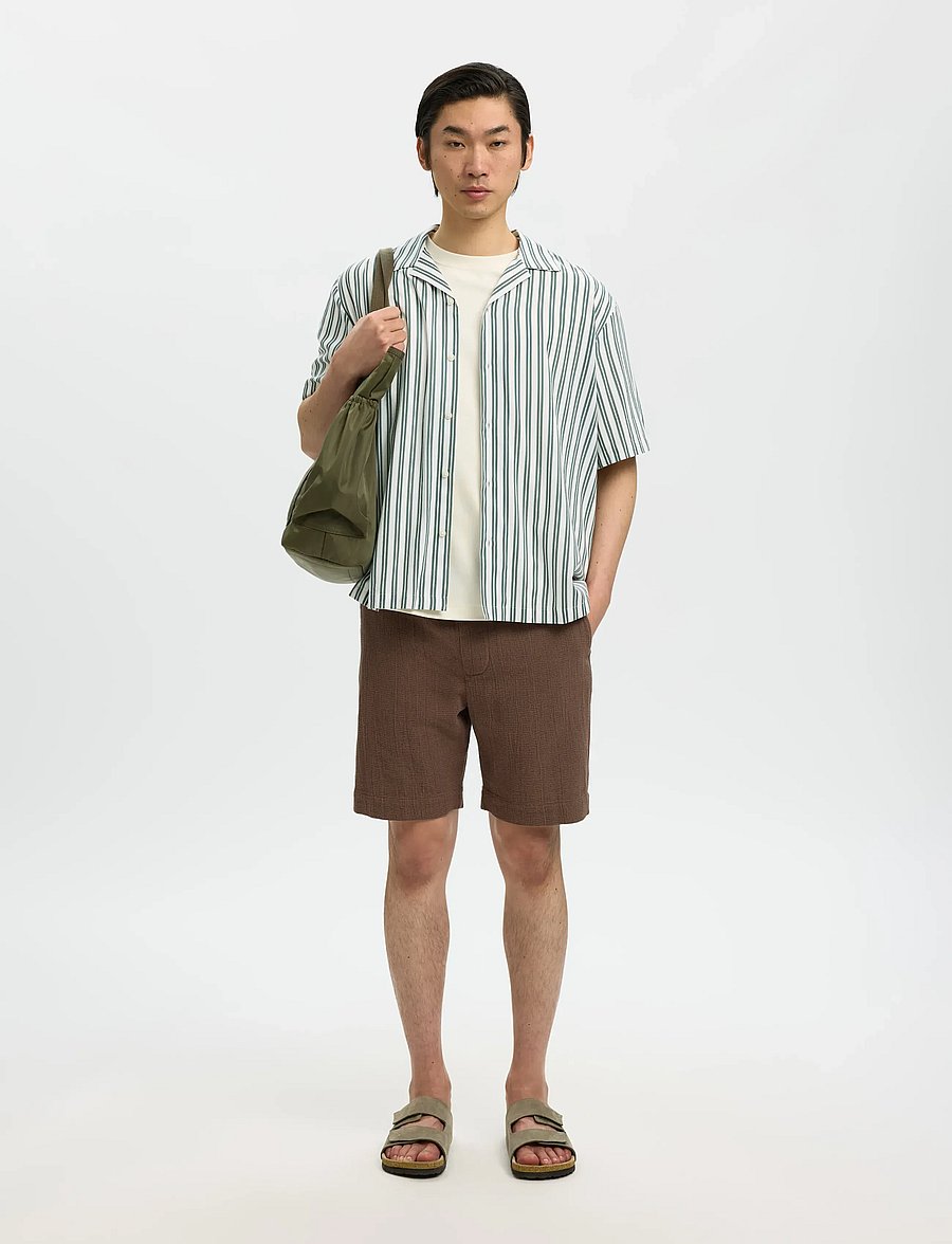 Selected - SLHRLXAIR MIX SS SHIRT - kortærmede skjorter - balsam green - 5