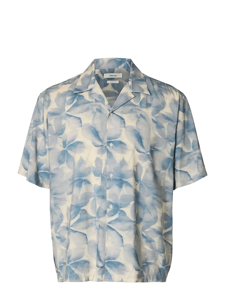 Selected - SLHRLXAIR MIX SS SHIRT - kortærmede skjorter - blue mirage - 1