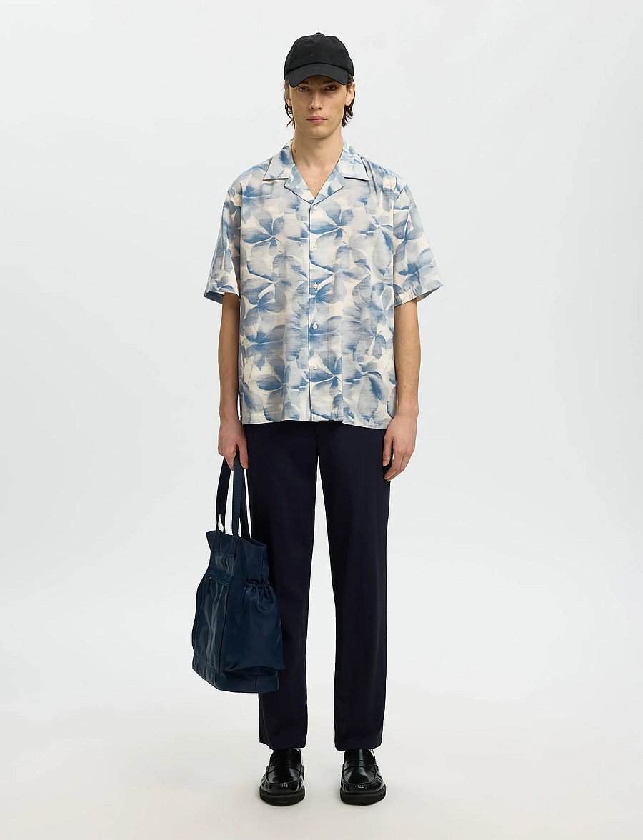 Selected - SLHRLXAIR MIX SS SHIRT - kortærmede skjorter - blue mirage - 3