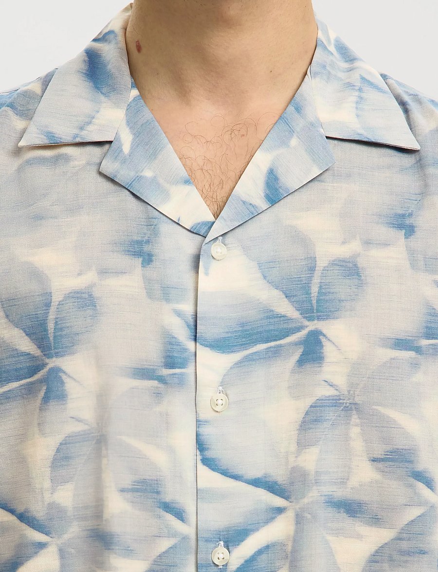 Selected - SLHRLXAIR MIX SS SHIRT - kortærmede skjorter - blue mirage - 4