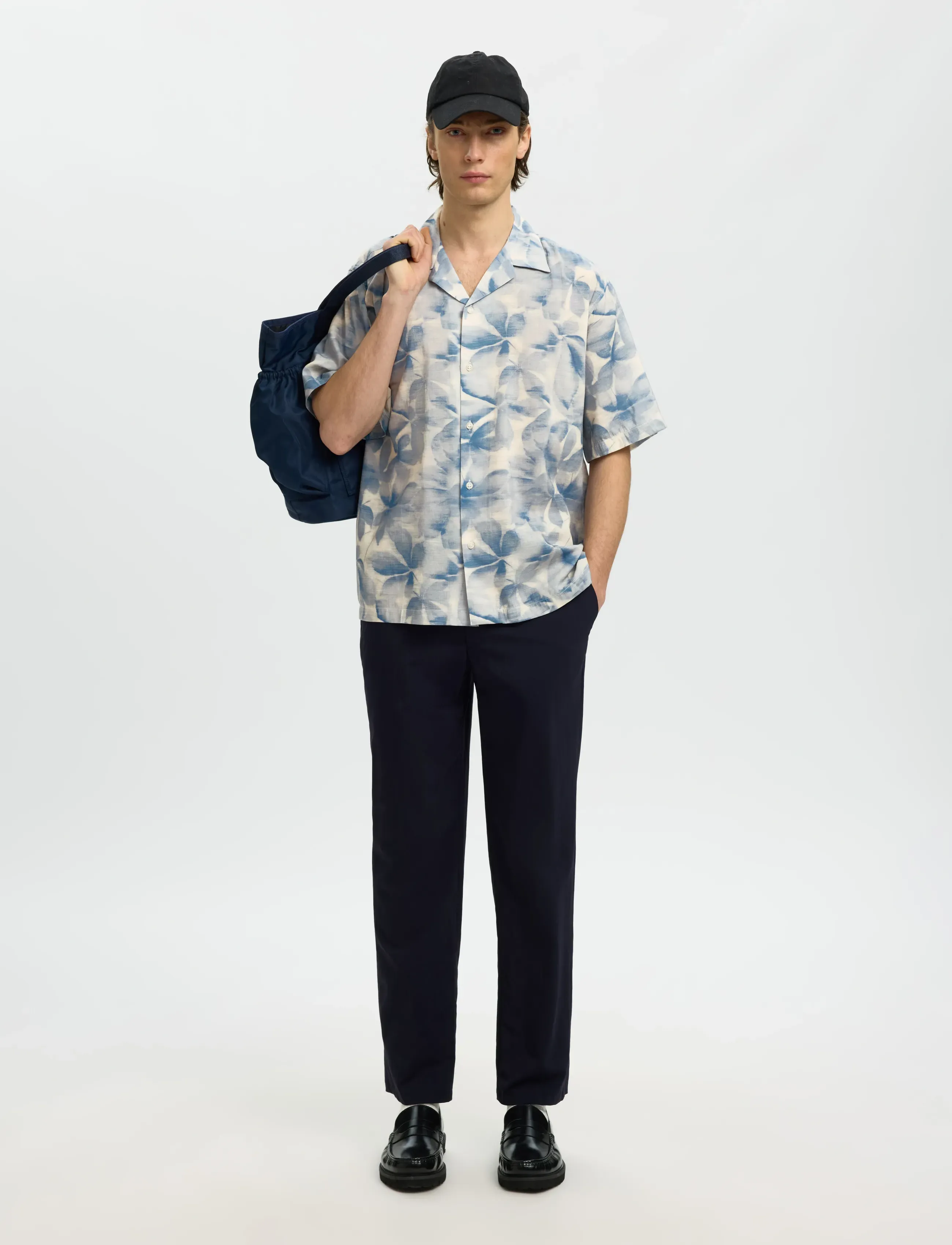 Selected - SLHRLXAIR MIX SS SHIRT - kortærmede skjorter - blue mirage - 5
