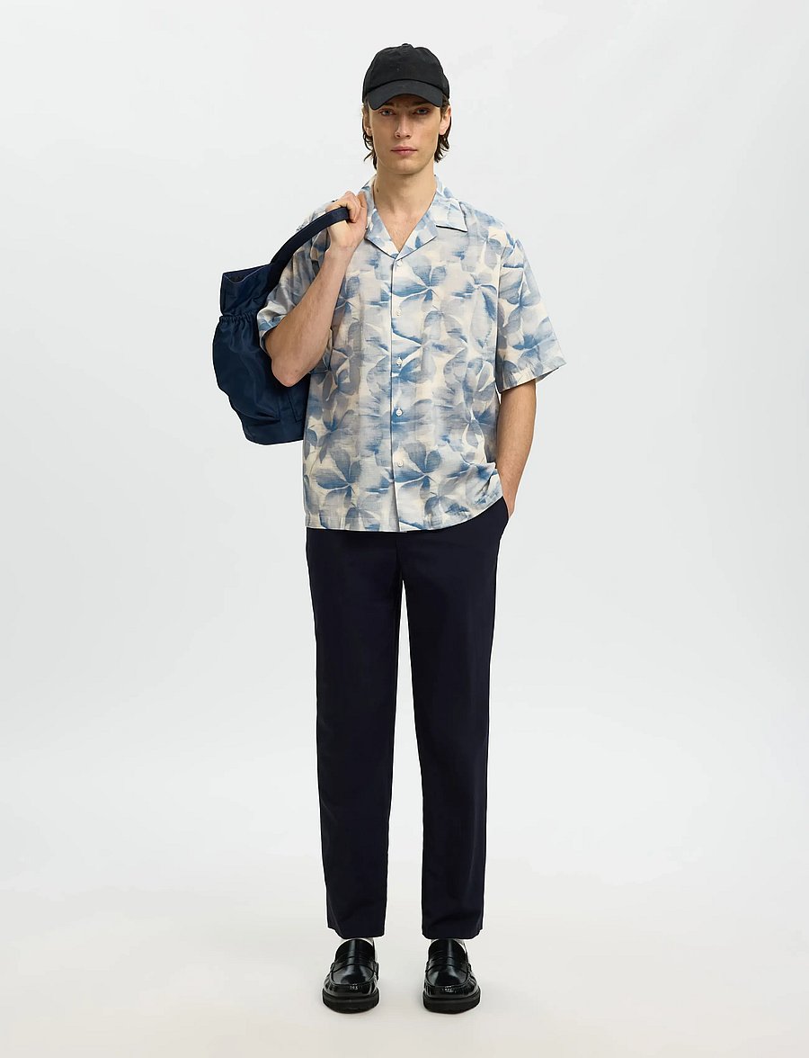 Selected - SLHRLXAIR MIX SS SHIRT - kortærmede skjorter - blue mirage - 5