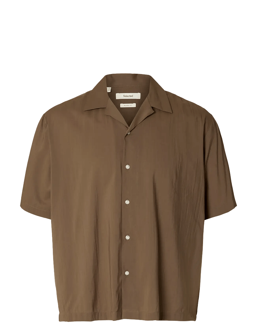 Selected - SLHRLXAIR MIX SS SHIRT - kortärmade skjortor - chocolate chip - 1