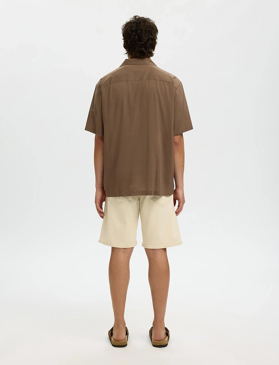 Selected - SLHRLXAIR MIX SS SHIRT - kortärmade skjortor - chocolate chip - 2