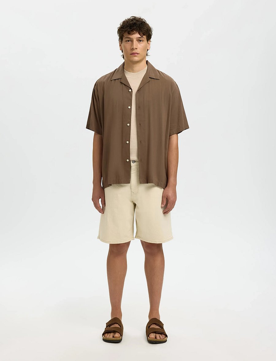 Selected - SLHRLXAIR MIX SS SHIRT - kortärmade skjortor - chocolate chip - 3