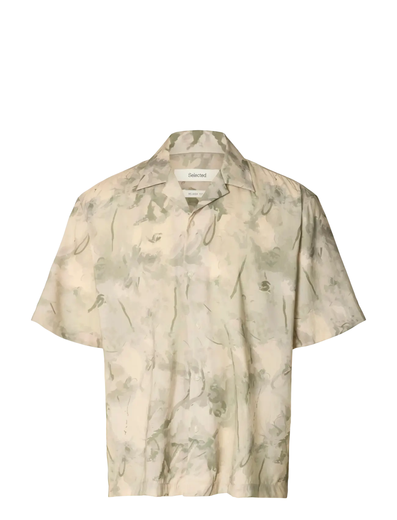 Selected SLHRLXAIR MIX SS SHIRT - Selected - DEEP LICHEN GREEN / cream