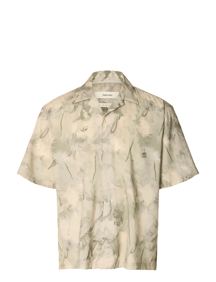 Selected - SLHRLXAIR MIX SS SHIRT - lühikeste varrukatega särgid - deep lichen green - 0