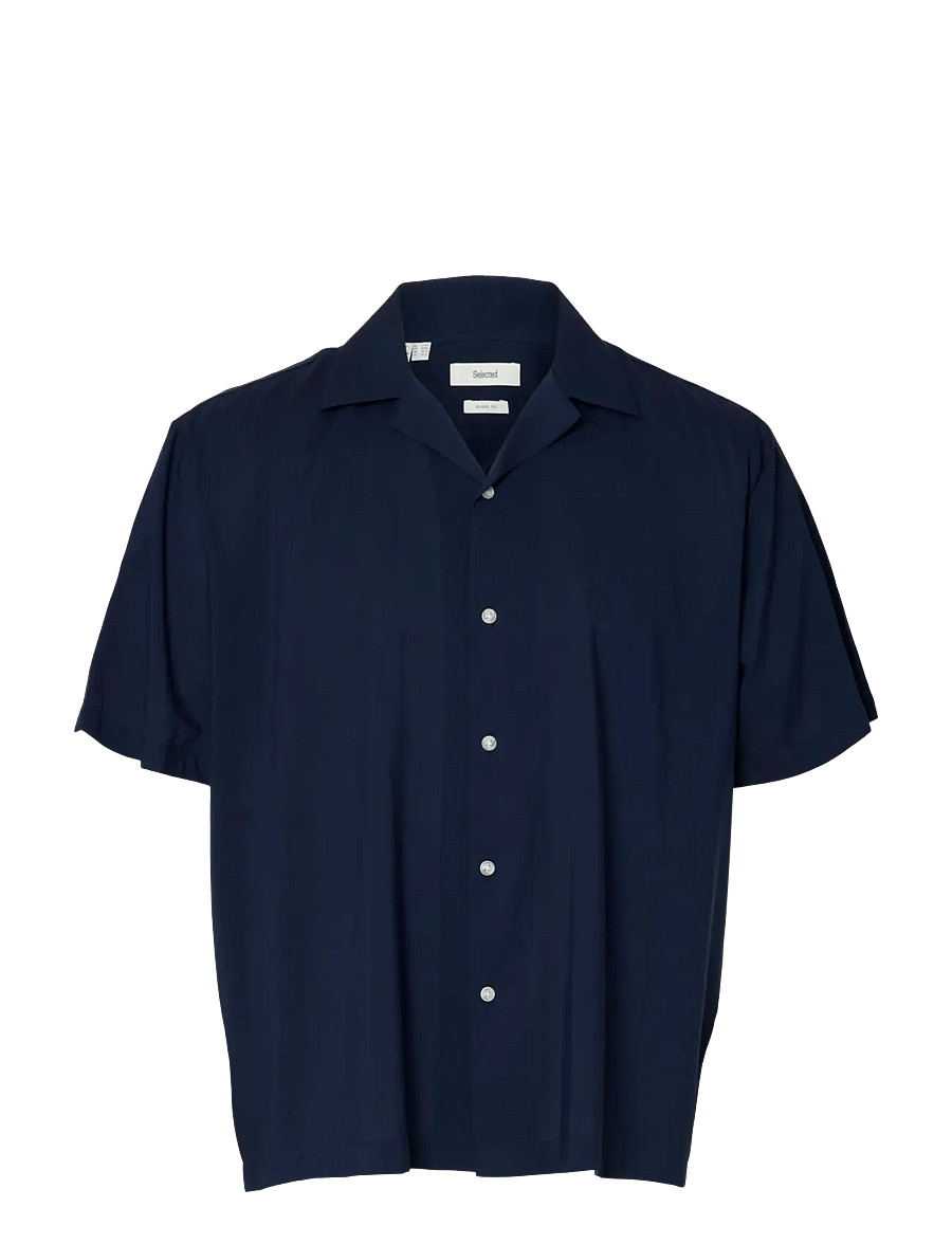 Selected - SLHRLXAIR MIX SS SHIRT - kortærmede skjorter - sky captain - 0