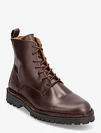 SLHRICKY LEATHER LACE-UP BOOT - DEMITASSE
