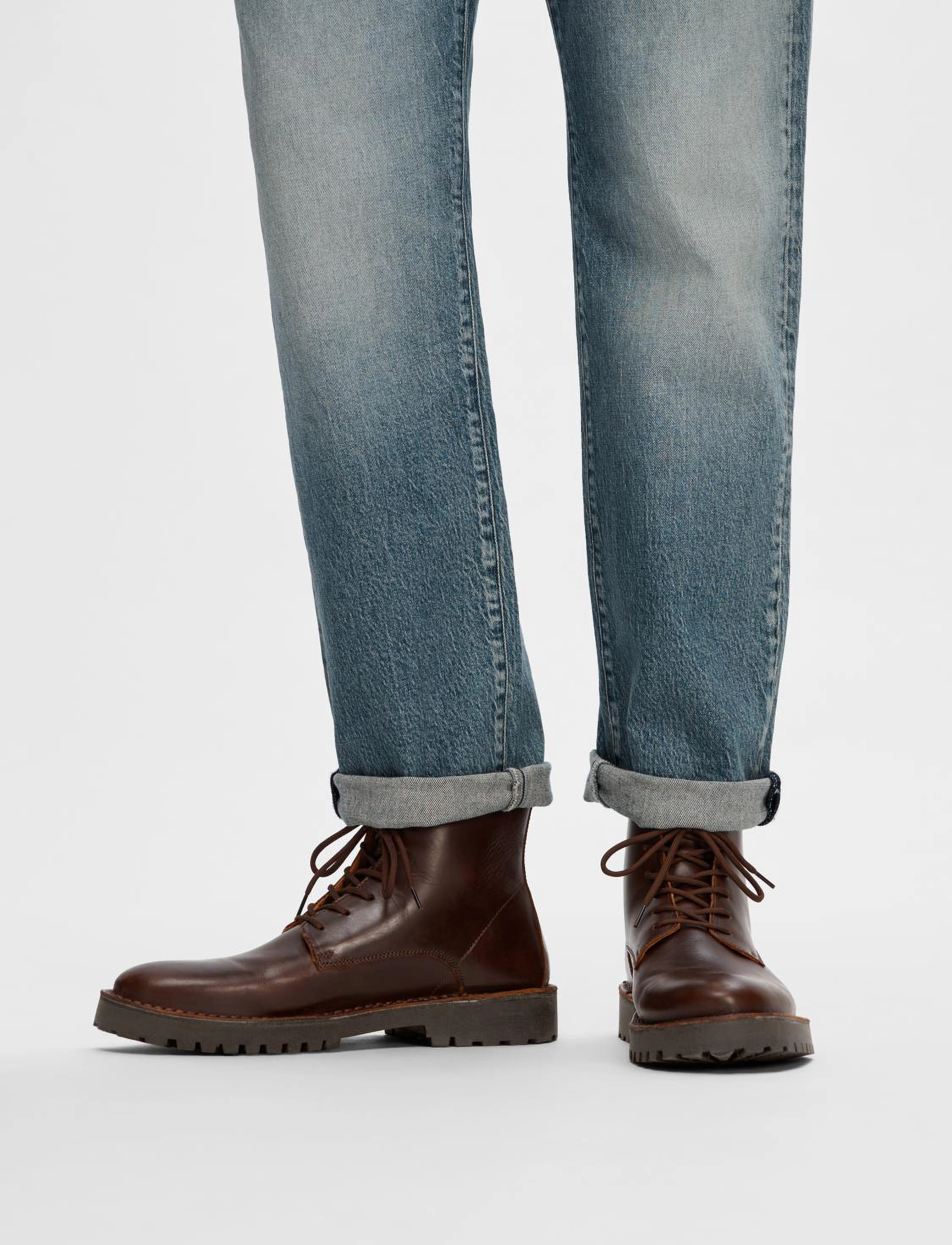 Selected Homme - SLHRICKY LEATHER LACE-UP BOOT - demitasse - 5