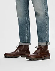 Selected Homme - SLHRICKY LEATHER LACE-UP BOOT - med snøring - demitasse - 6