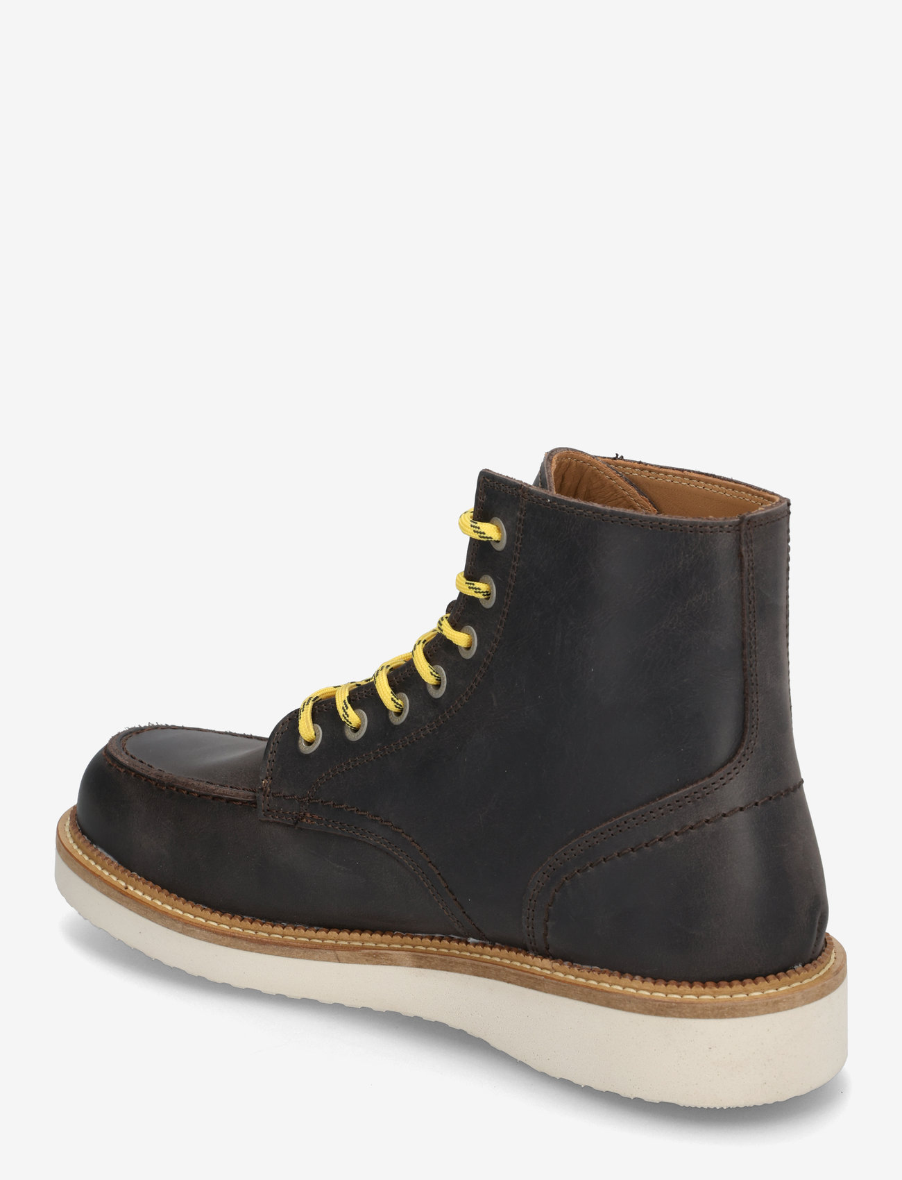 Selected - SLHTEO NEW LEATHER MOC-TOE BOOT - laced boots - demitasse - 3