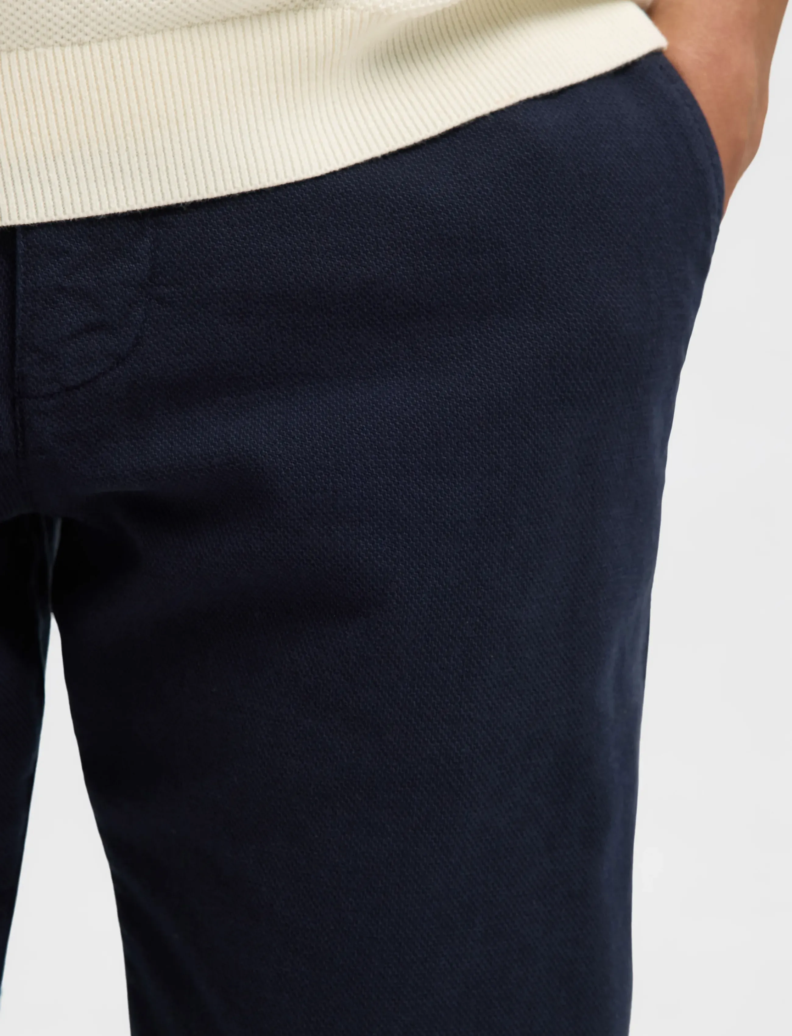 Selected - SLH175-SLIM MILES STRUCTURE DYED PANT - „chino“ stiliaus kelnės - dark sapphire - 4