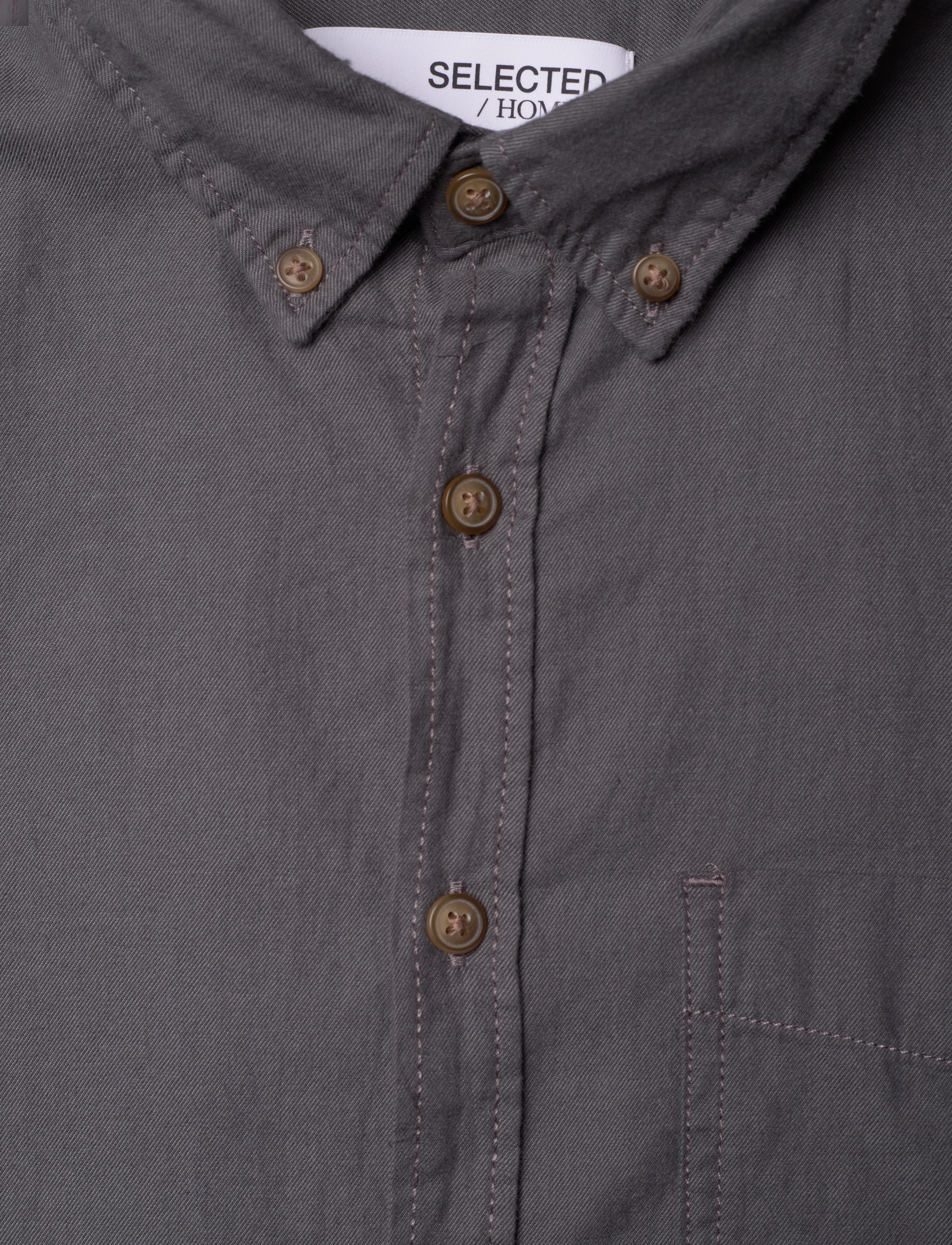 Selected - SLHSLIMOWEN-BRUSHED SHIRT LS D - laveste priser - dark grey melange - 2