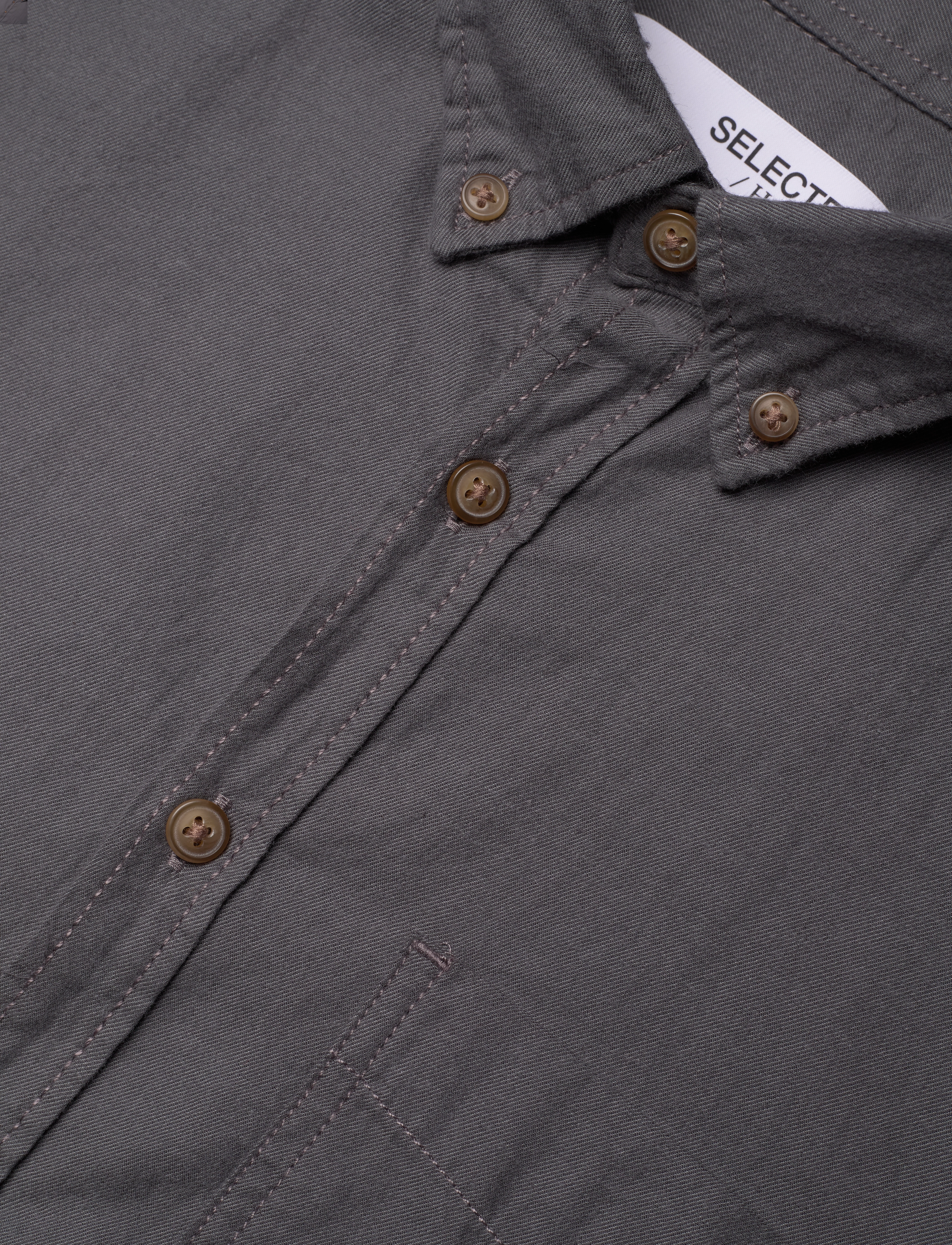 Selected - SLHSLIMOWEN-BRUSHED SHIRT LS D - laveste priser - dark grey melange - 3