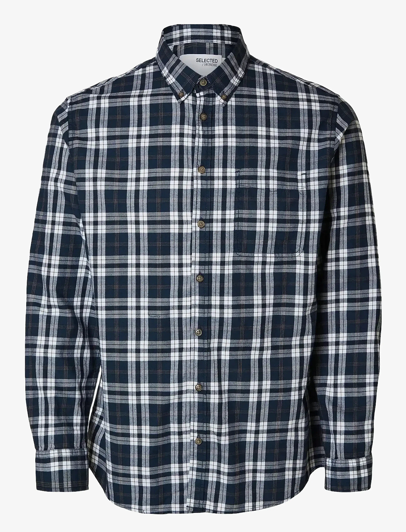 Selected - SLHSLIMOWEN-BRUSHED SHIRT LS D - rutede skjorter - dark sapphire - 0