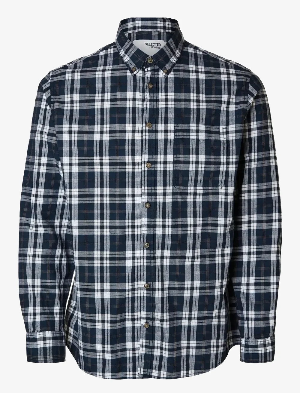 Selected - SLHSLIMOWEN-BRUSHED SHIRT LS D - rutiga skjortor - dark sapphire - 0