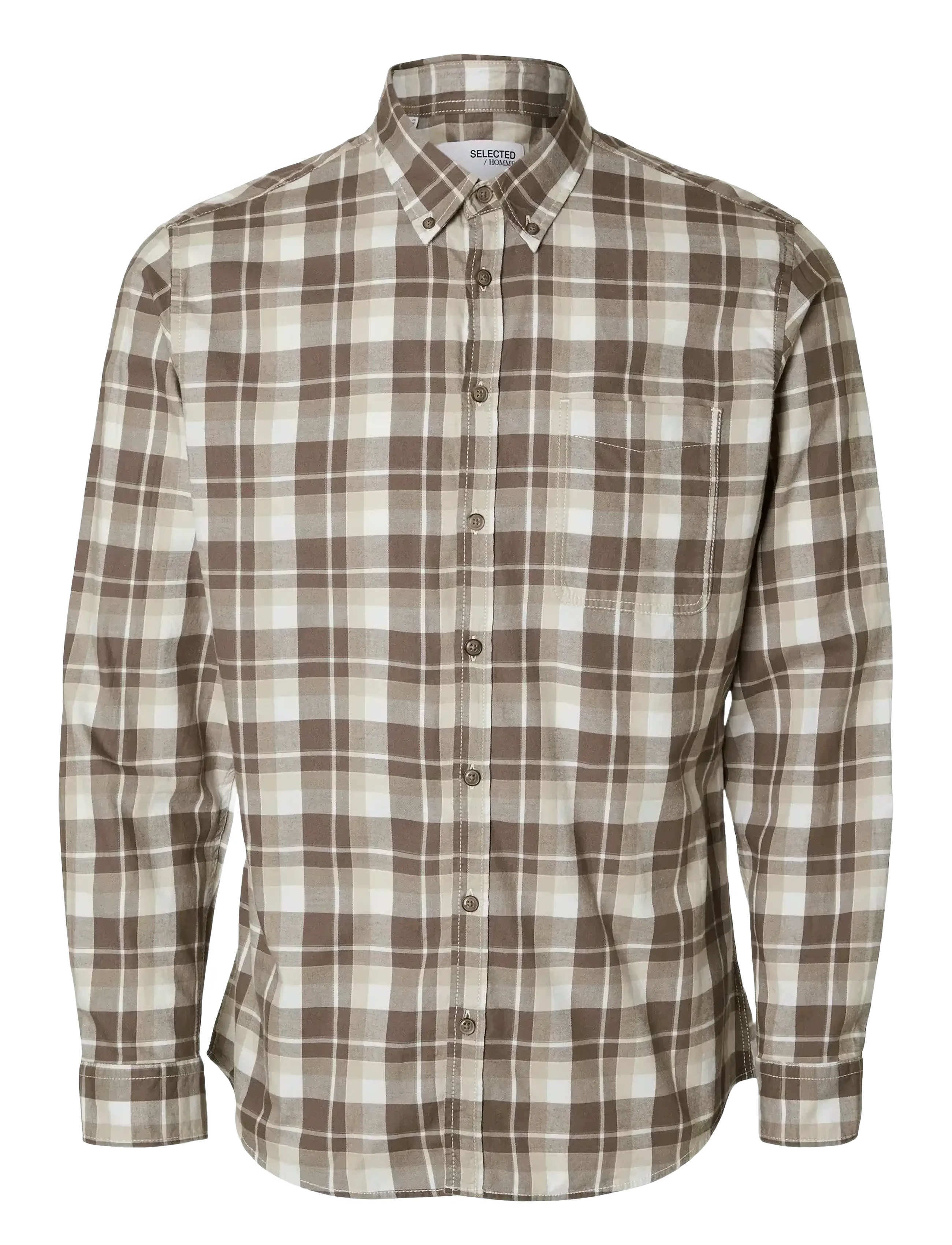 SELECTED Slhslimowen-Brushed Shirt Ls D Braun - S - Herren
