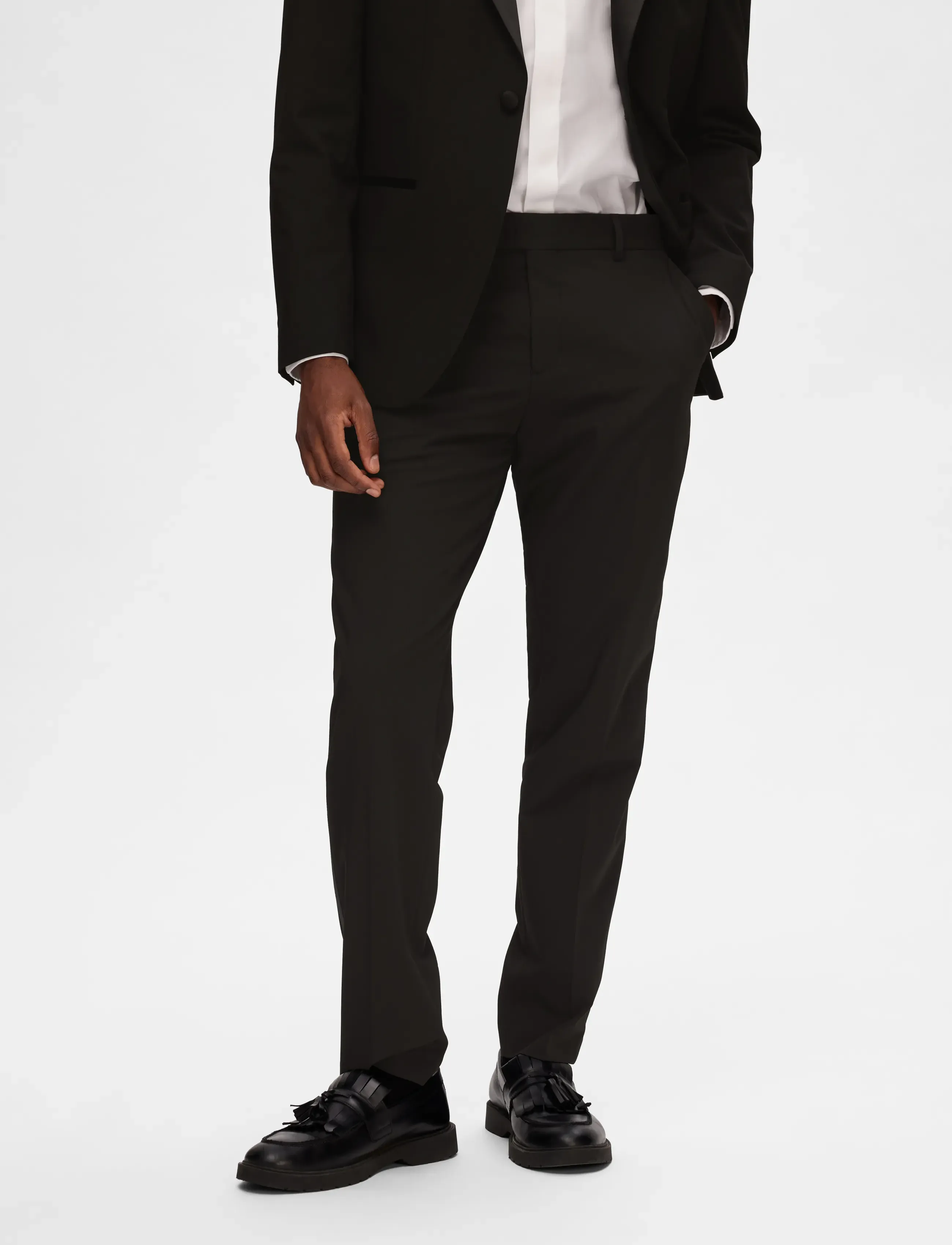 Selected SLHSLIM-LIAM TUX TRS FLEX B - Business Trousers - BLACK / black