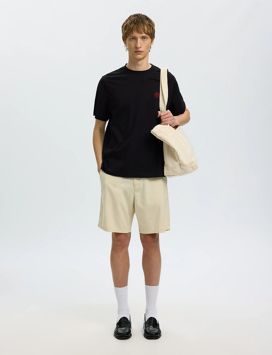 Selected - SLHREG-RIPLEY SS EMB TEE EX - lühikeste varrukatega t-särgid - black - 5