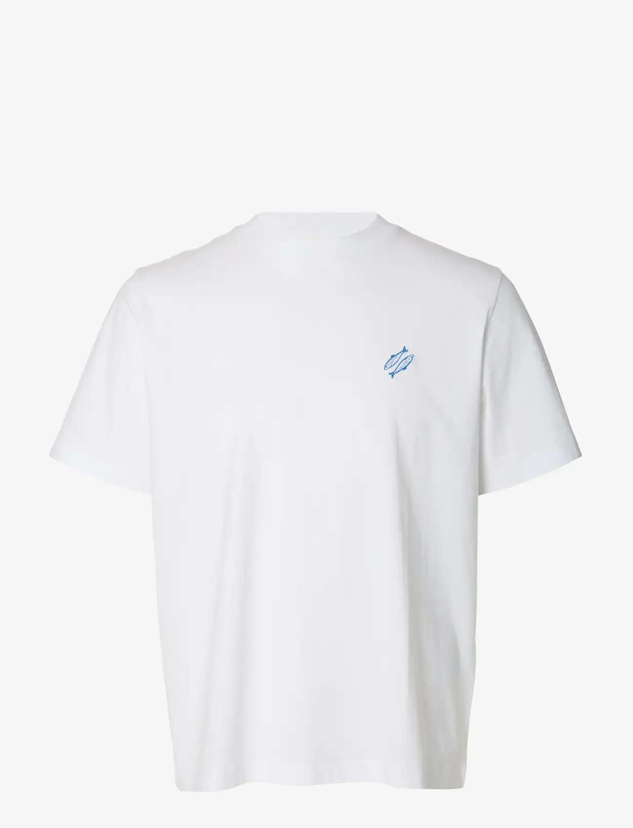 Selected - SLHREG-RIPLEY SS EMB TEE EX - kurzärmelig - bright white - 0