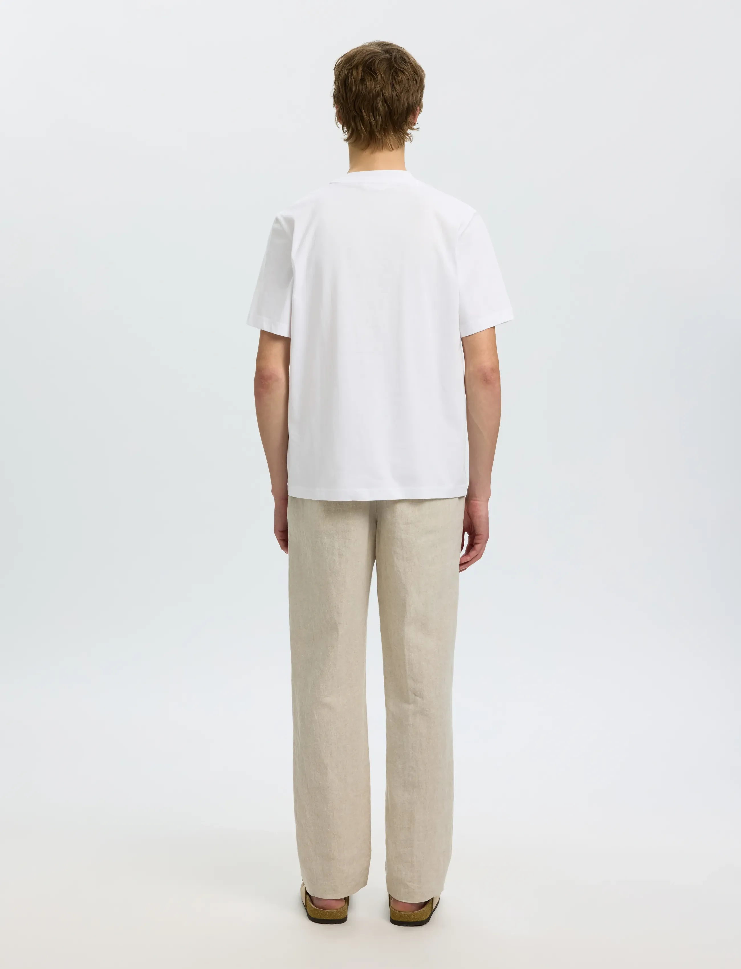Selected - SLHREG-RIPLEY SS EMB TEE EX - krótki rękaw - bright white - 2