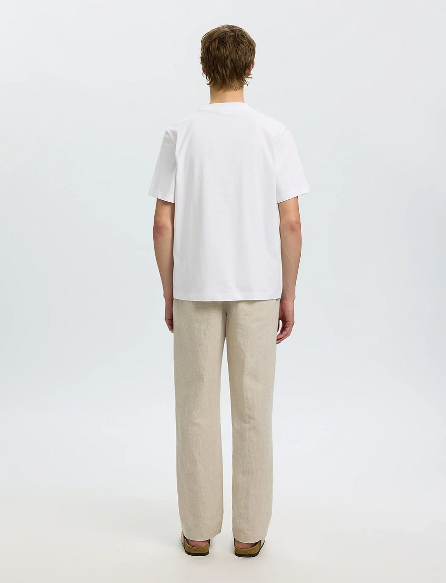 Selected - SLHREG-RIPLEY SS EMB TEE EX - kortærmede t-shirts - bright white - 2