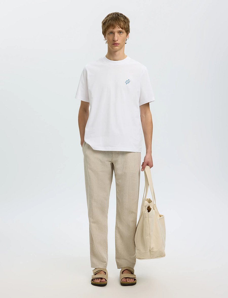 Selected - SLHREG-RIPLEY SS EMB TEE EX - kortærmede t-shirts - bright white - 3