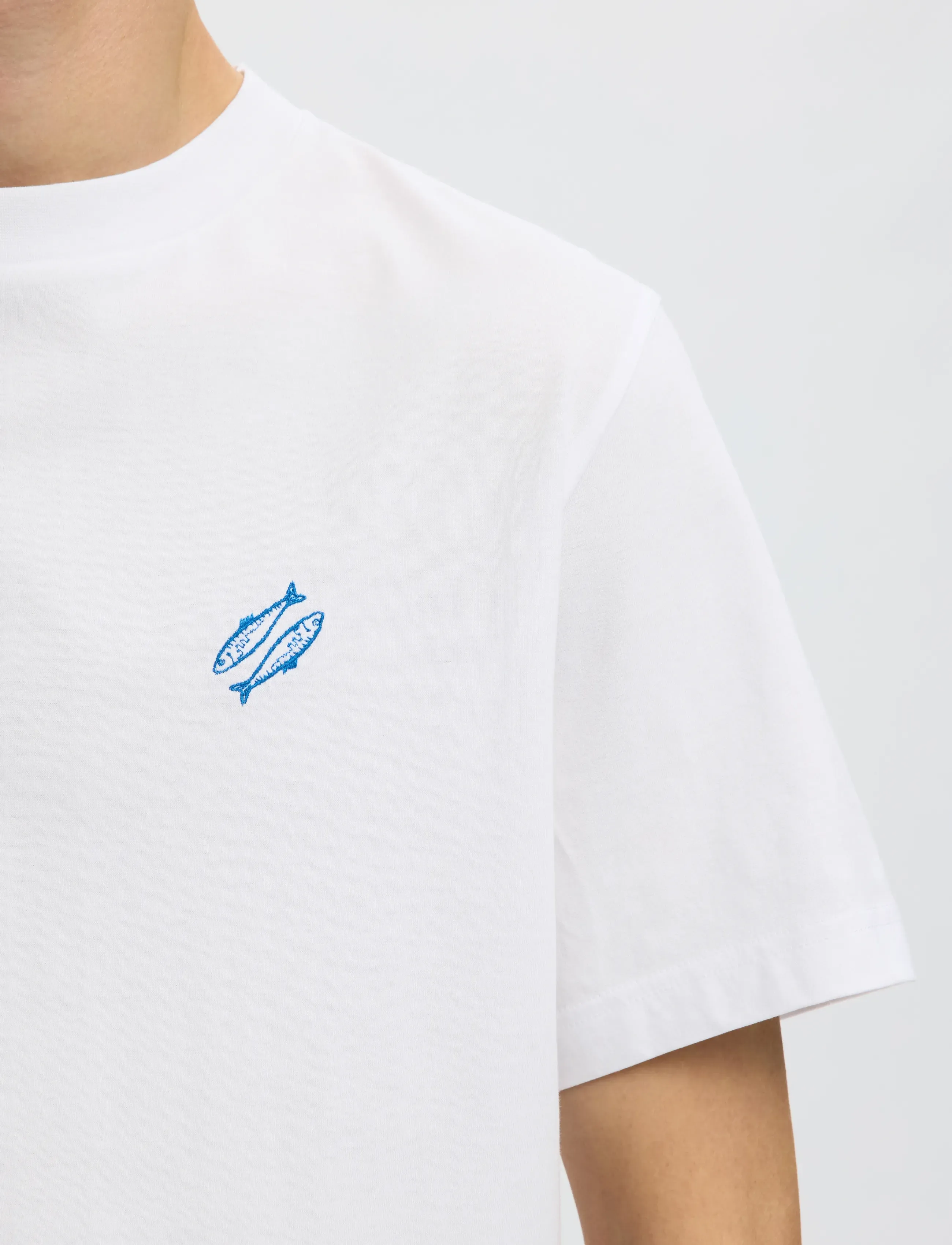 Selected - SLHREG-RIPLEY SS EMB TEE EX - krótki rękaw - bright white - 4