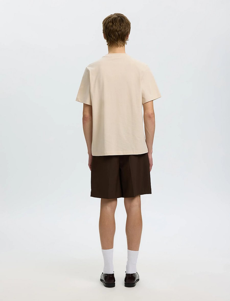 Selected - SLHREG-RIPLEY SS EMB TEE EX - kurzärmelige t-shirts - oatmeal - 2