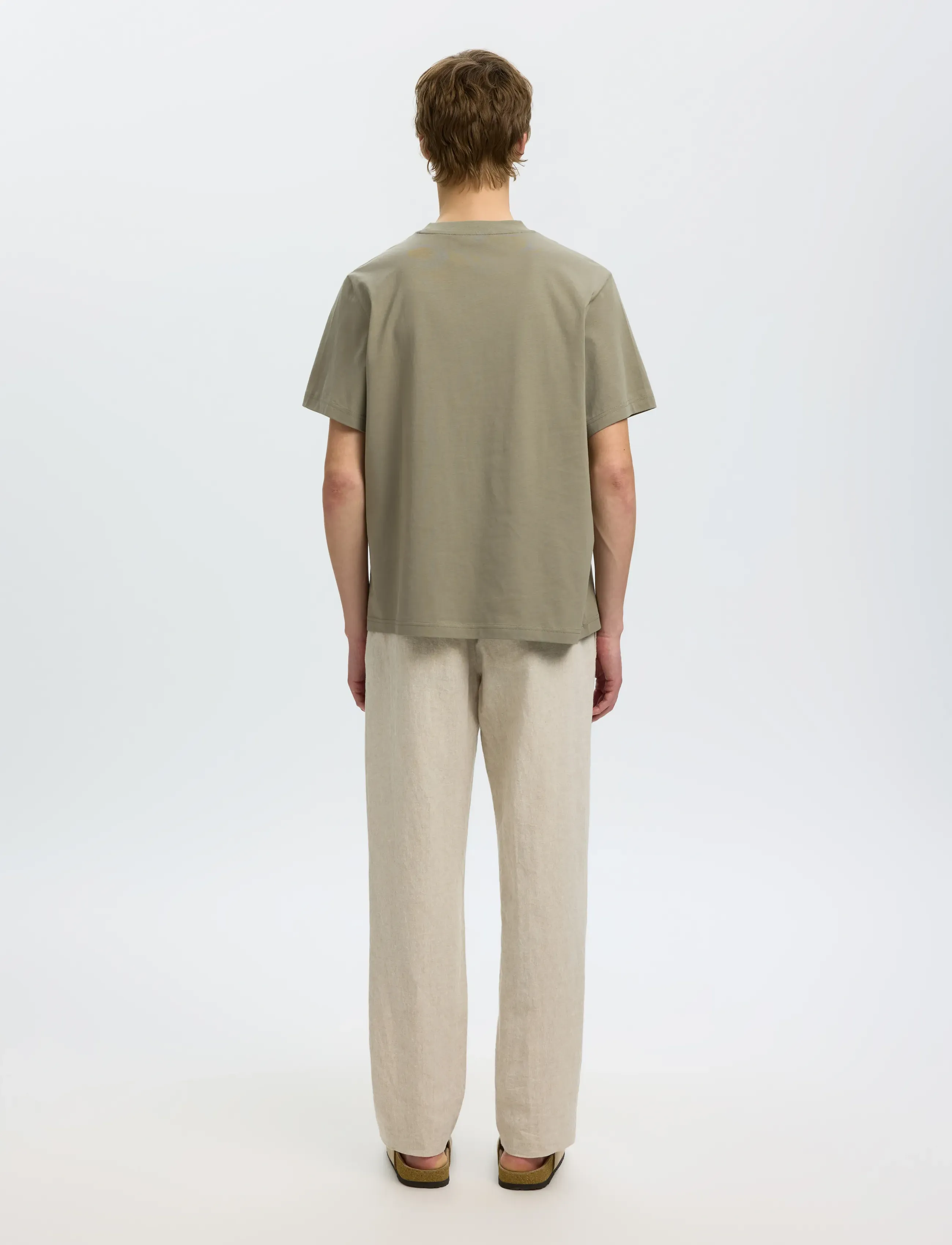 Selected - SLHREG-RIPLEY SS EMB TEE EX - kortærmede t-shirts - vetiver - 2