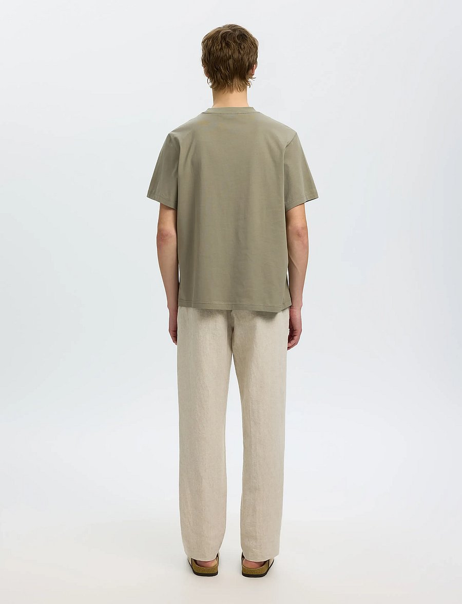 Selected - SLHREG-RIPLEY SS EMB TEE EX - kurzärmelige t-shirts - vetiver - 2