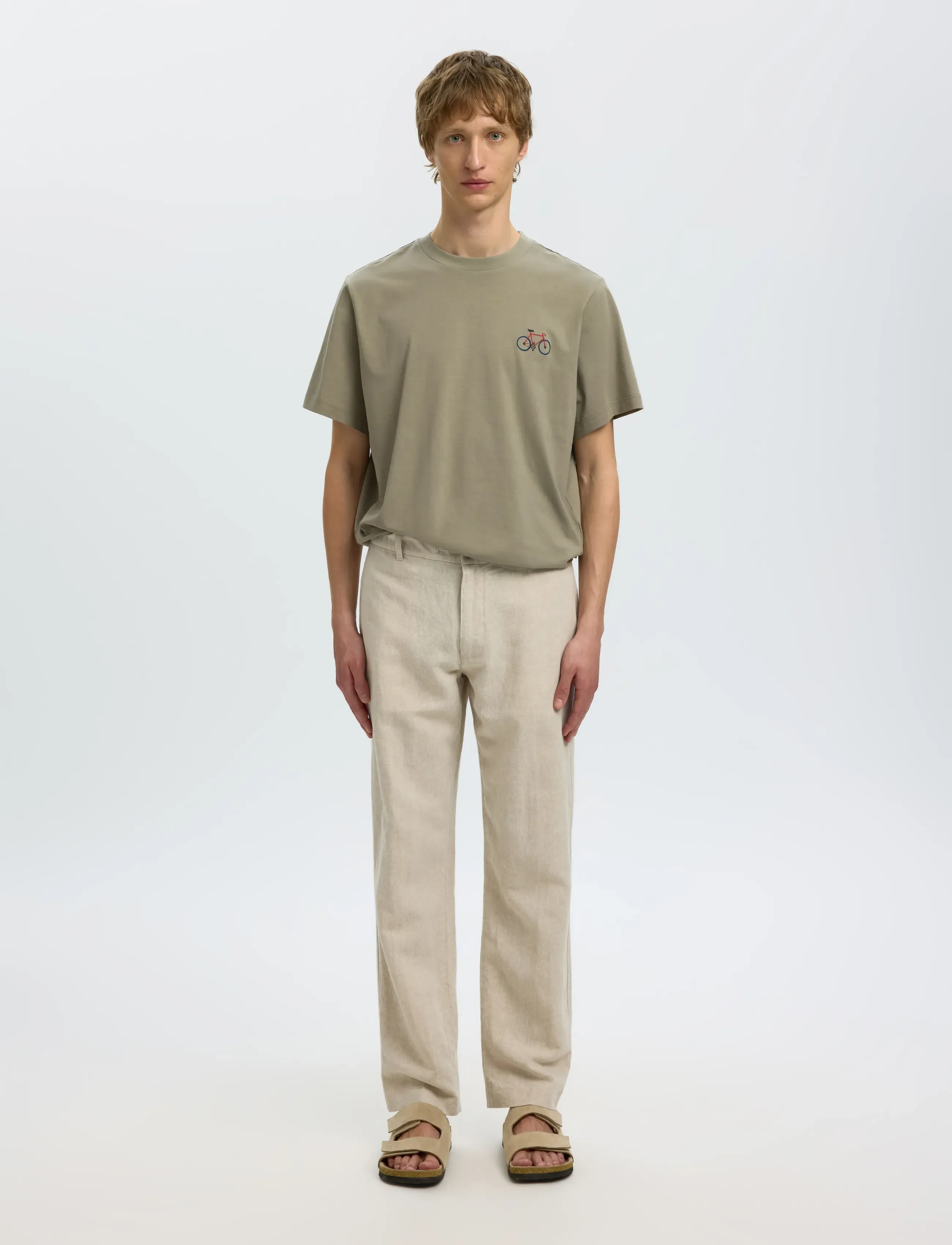 Selected - SLHREG-RIPLEY SS EMB TEE EX - kortærmede t-shirts - vetiver - 3