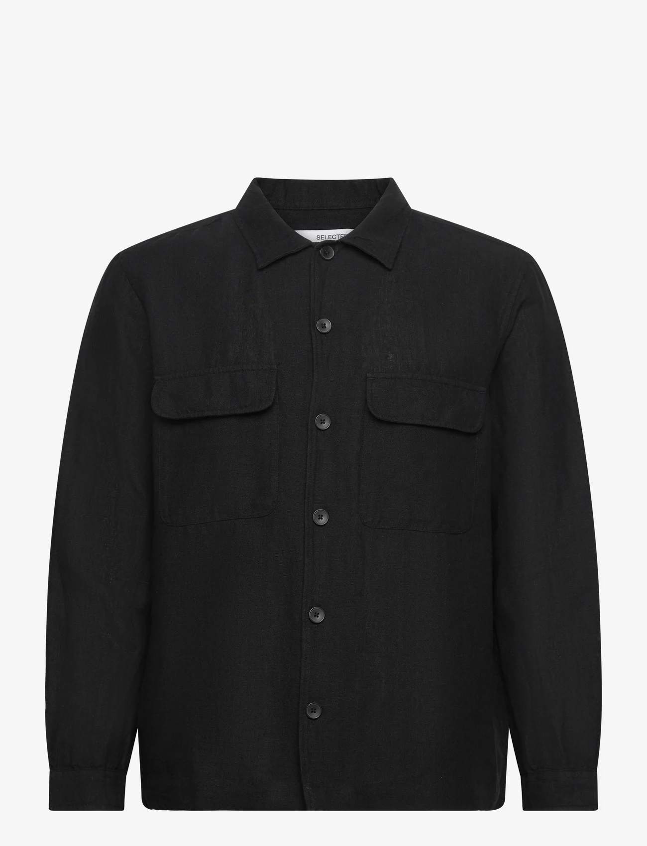 Selected Homme - SLHMADS-LINEN OVERSHIRT LS NOOS - overshirts - black - 0