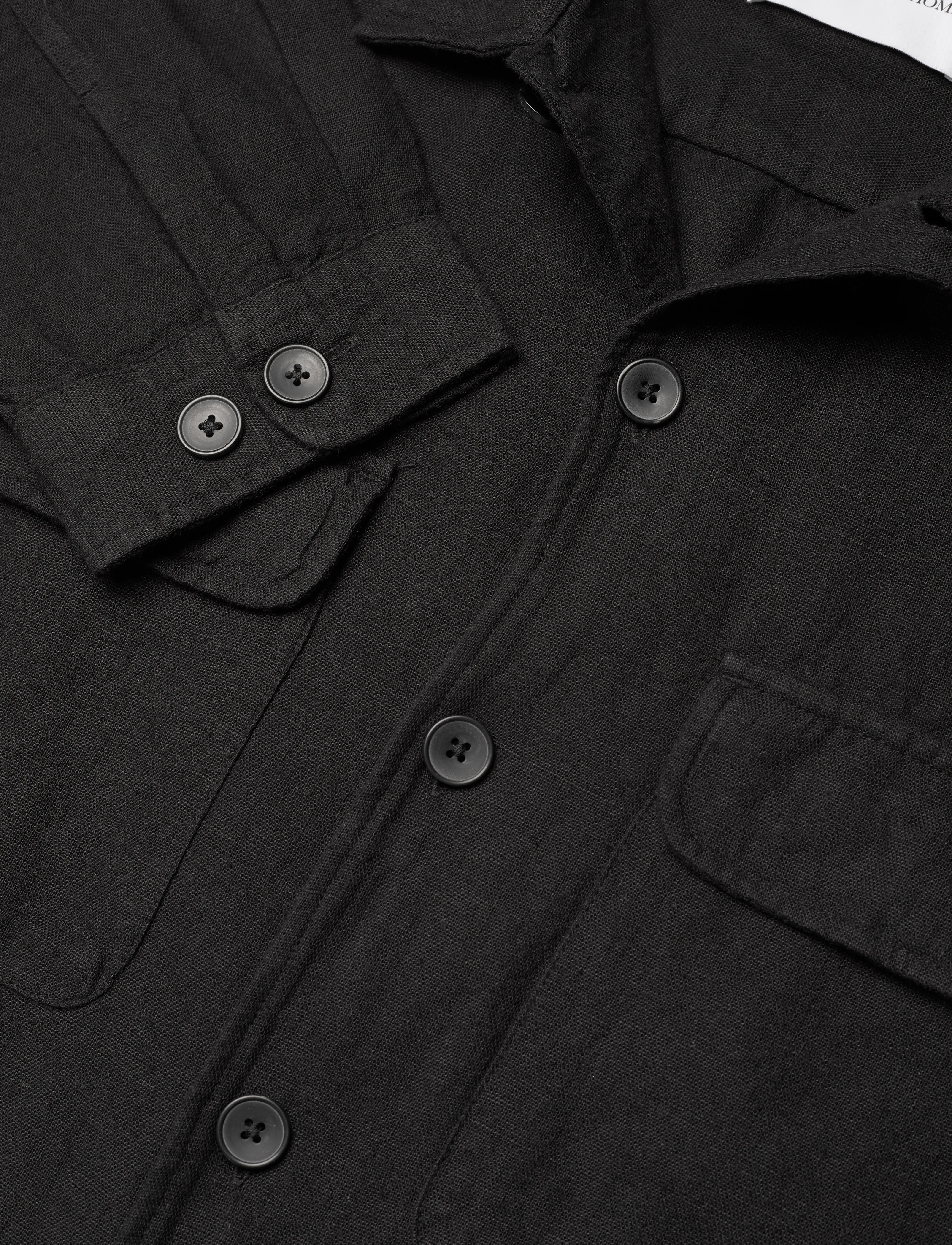 Selected Homme - SLHMADS-LINEN OVERSHIRT LS NOOS - black - 2